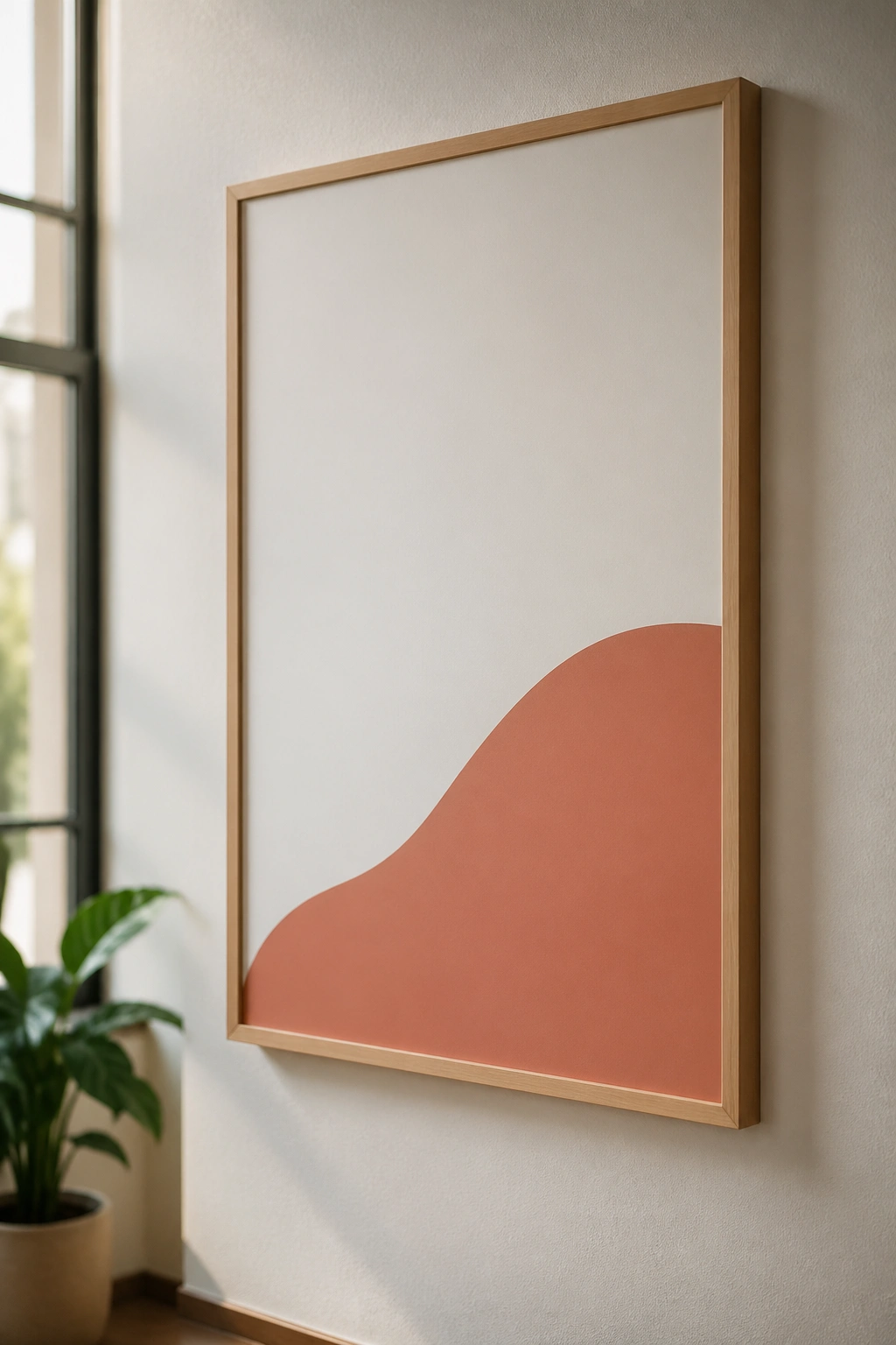 Minimalist affirmation-style poster on a yoga studio wall with whitespace.