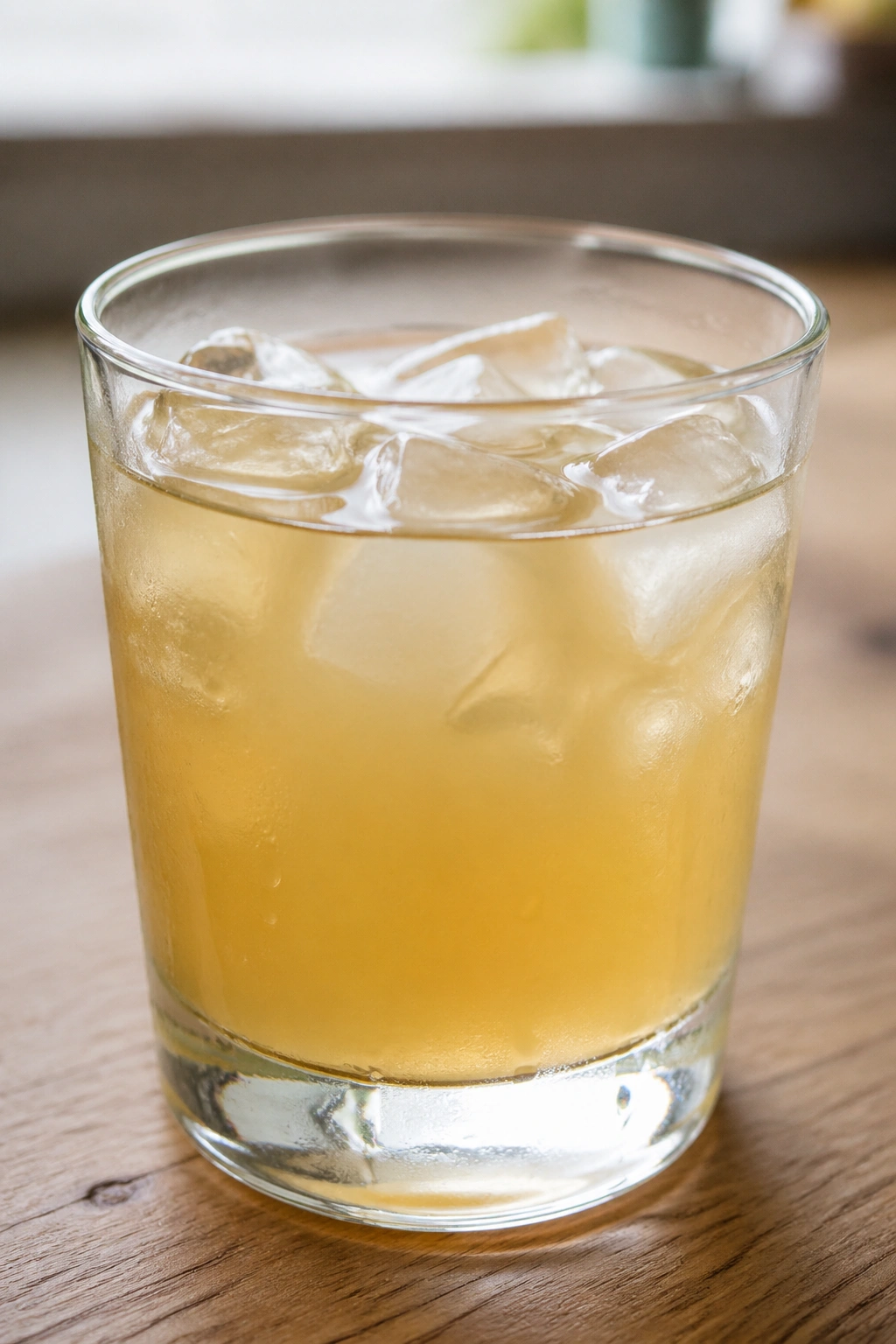 Close-up of a diluted apple cider vinegar drink in a glass