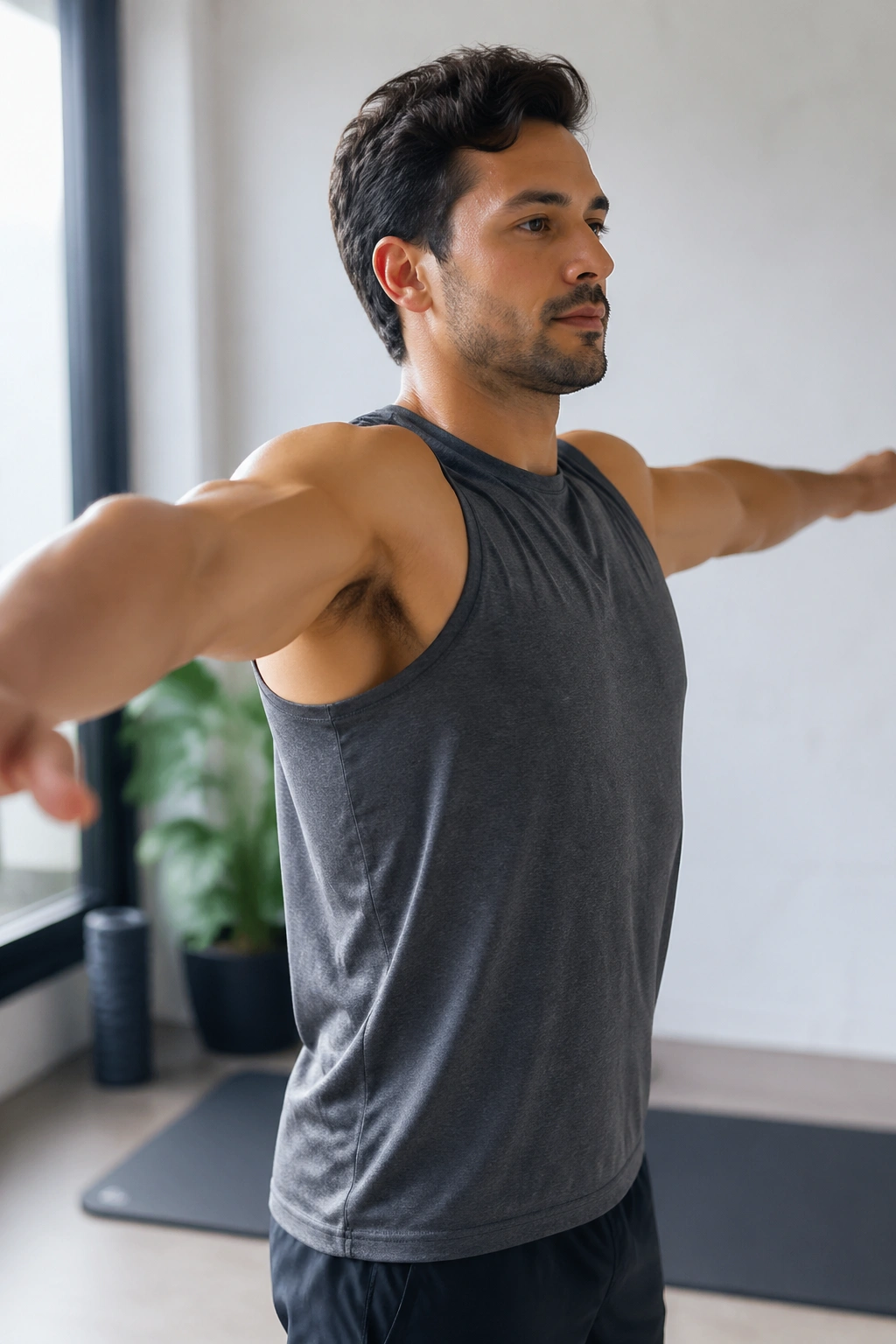 Close-up of a person performing small to medium arm circles to wake up shoulder joints