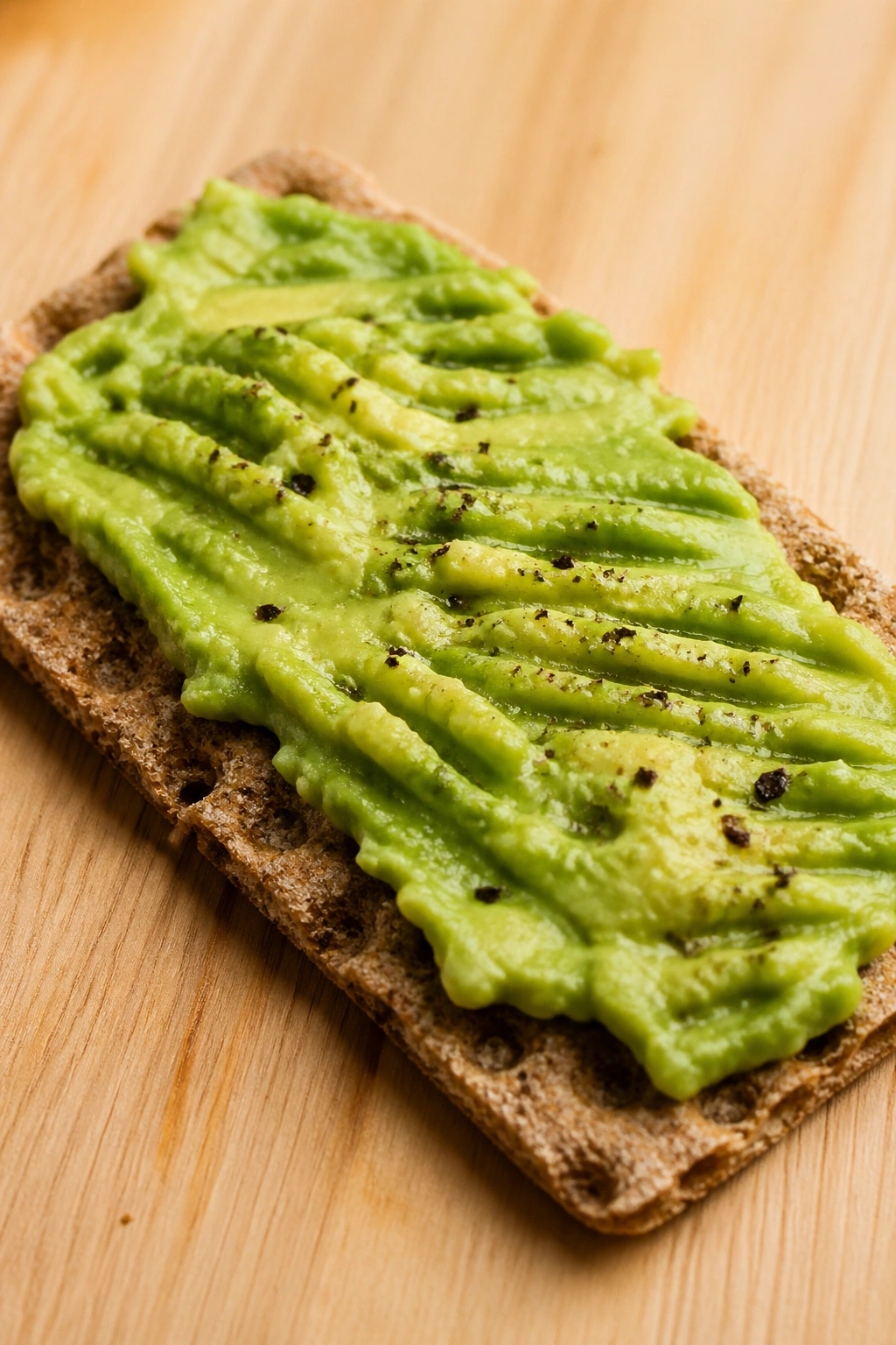 Close-up of avocado toast on crispbread