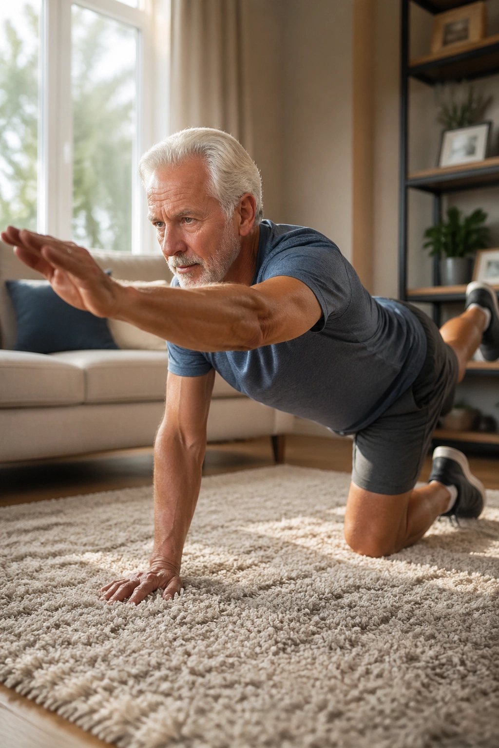 Bird Dog exercise on hands and knees showing core and hip stability