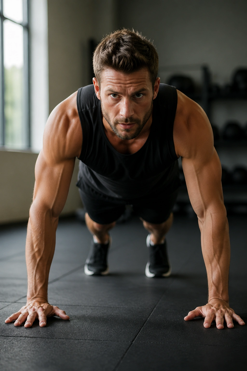 Athlete performing burpee pyramid drill