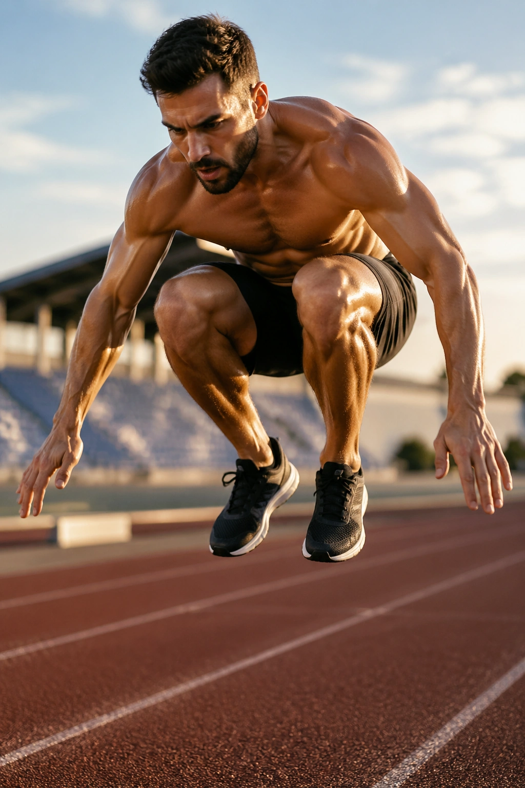 Athlete performing burpee sprints on track