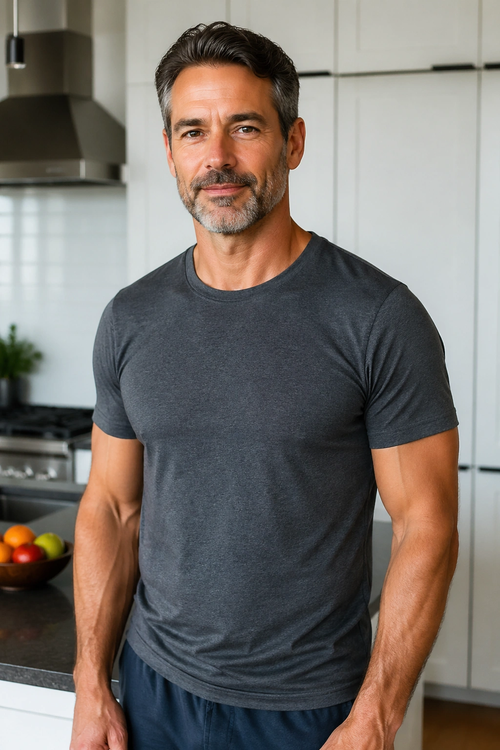 Man in a kitchen illustrating a sustainable calorie deficit concept