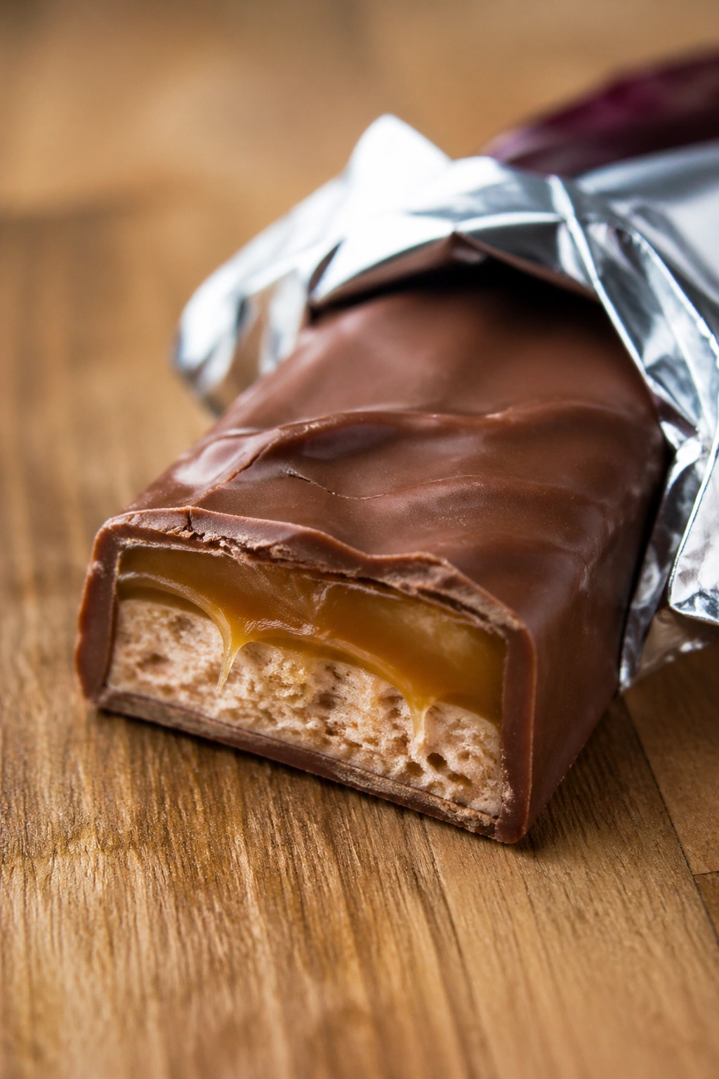 Close-up of a chocolate candy bar on a kitchen counter