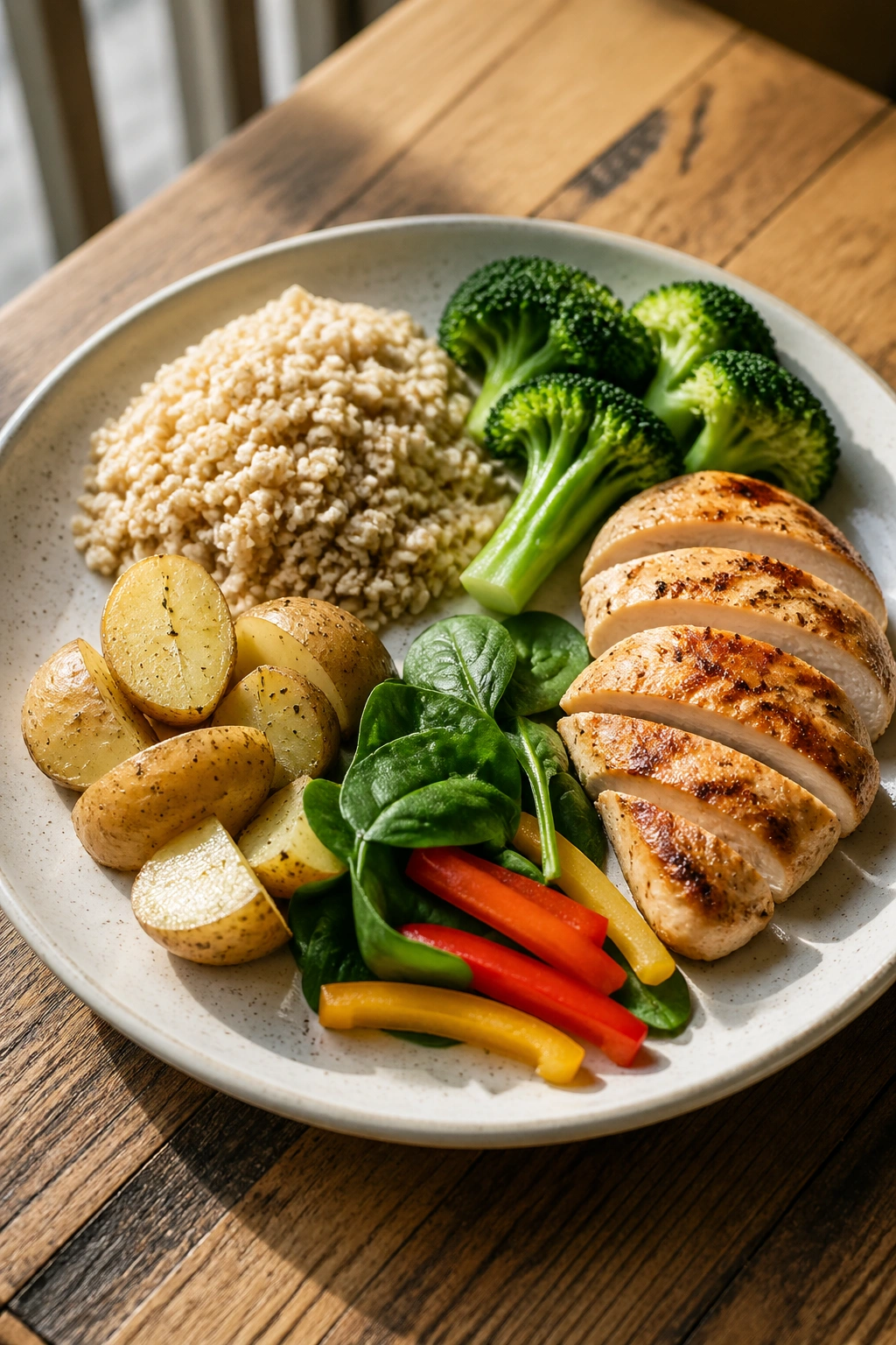 Plate showing balanced carbs as part of a meal
