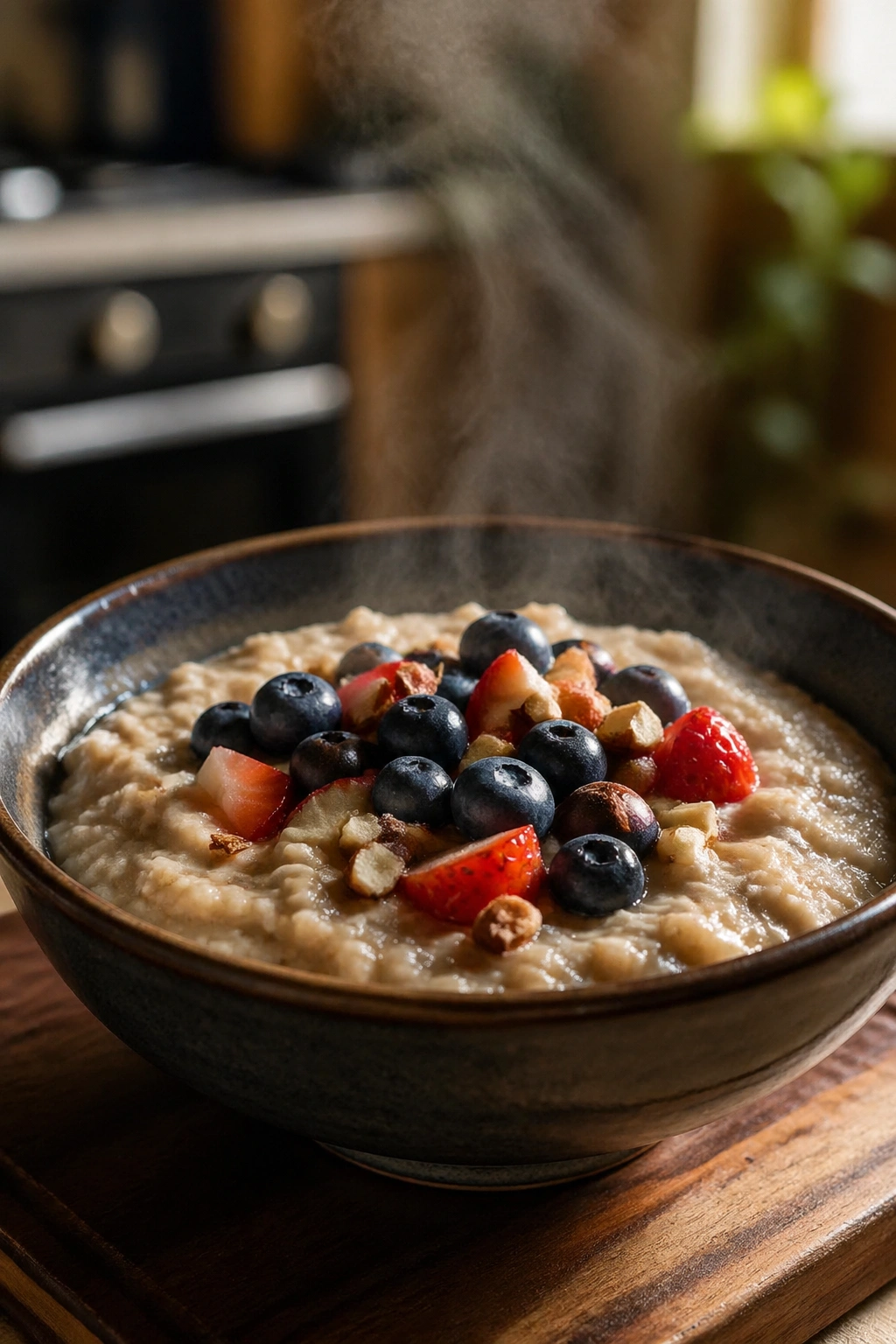 Close-up of oats bowl showing texture to illustrate slow carbs