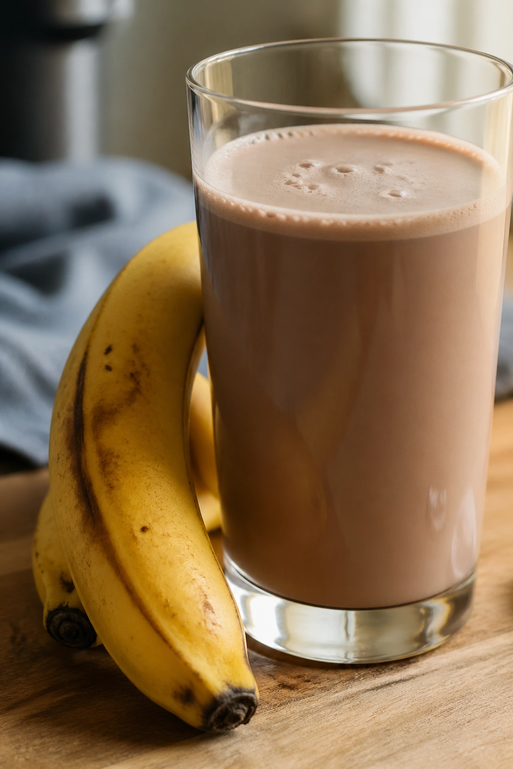 Glass of chocolate milk and banana for post-workout recovery