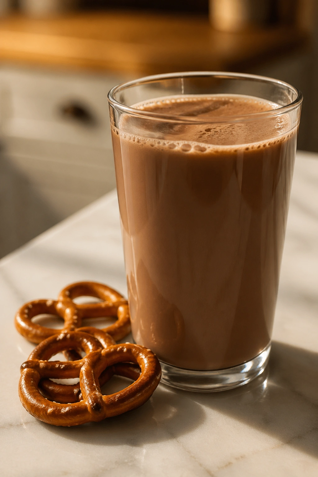Chocolate milk with pretzels as a recovery snack