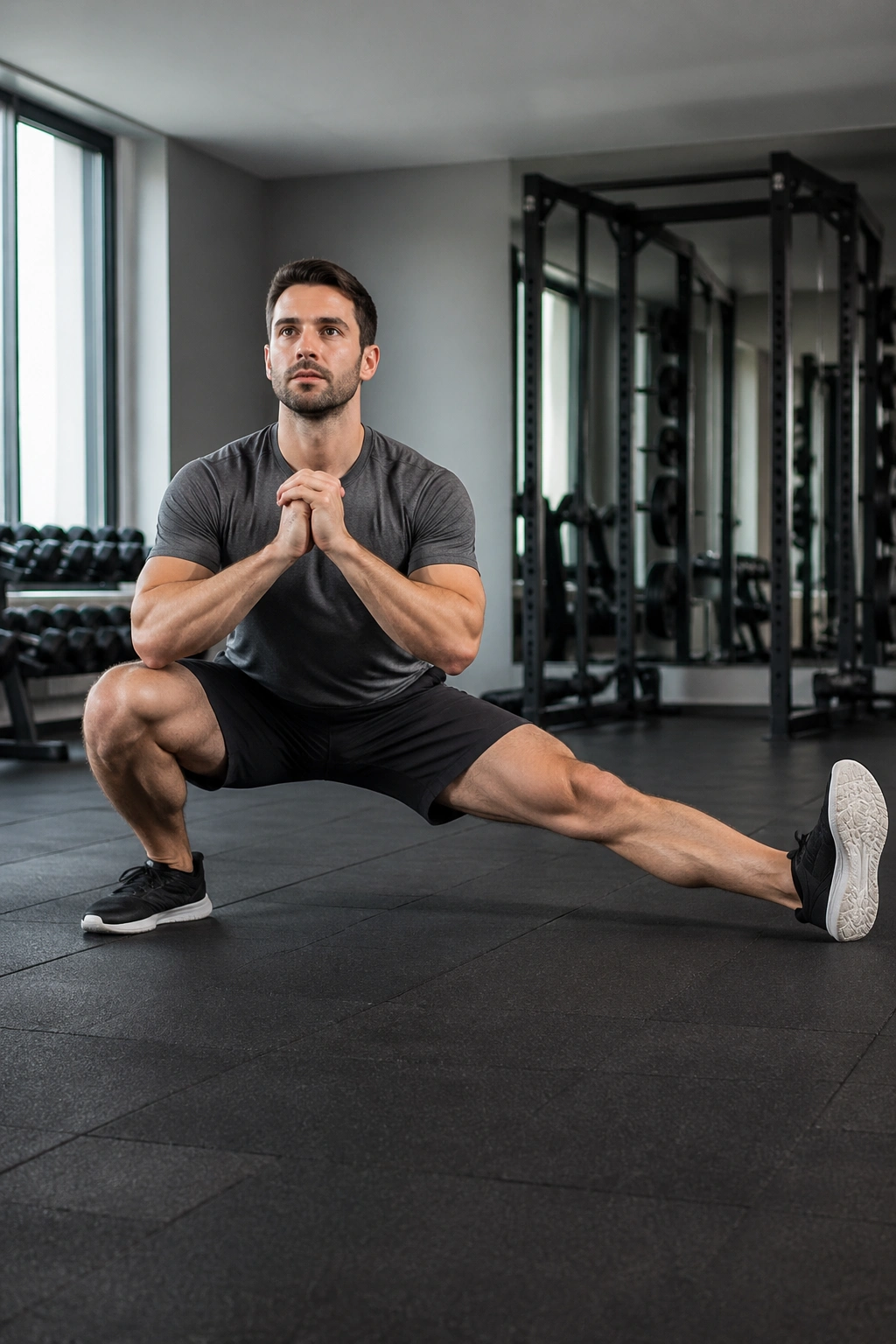 Person performing a Cossack squat highlighting hip and waist stability