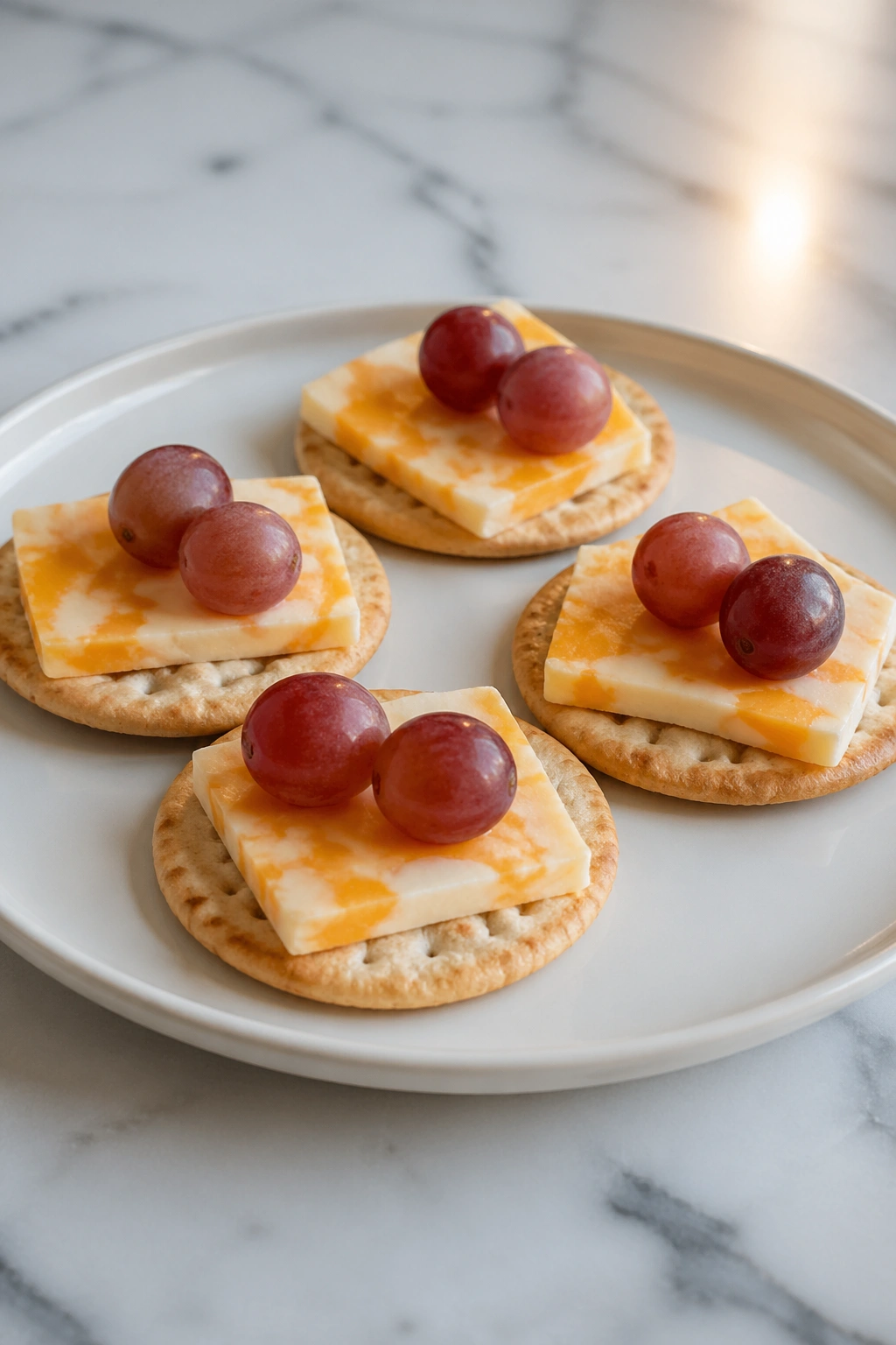 Close-up of crackers with cheese and fruit as a savory pre-swim snack