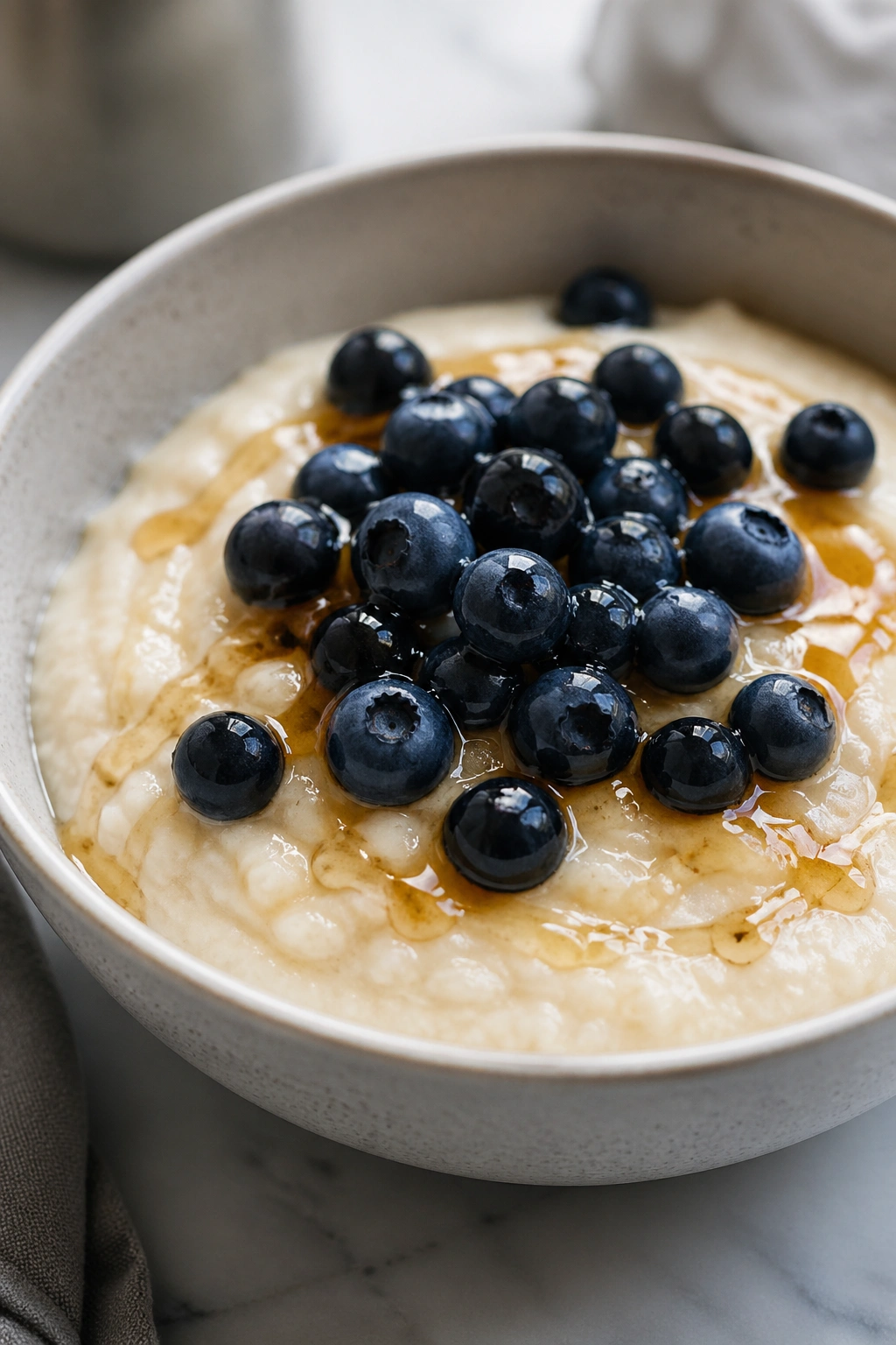 Cream of rice bowl with blueberries