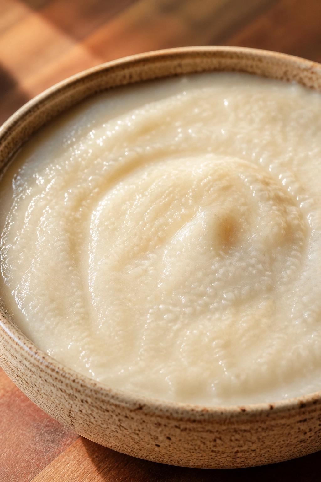 Close-up of creamy cream of rice in a bowl on a kitchen counter