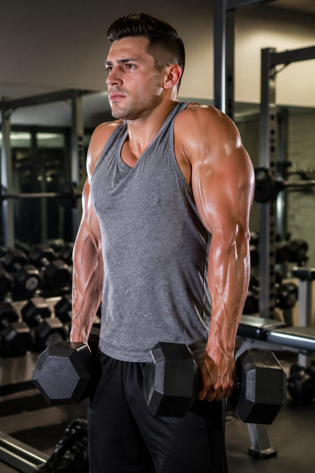 Dumbbell shrug focusing on upper traps