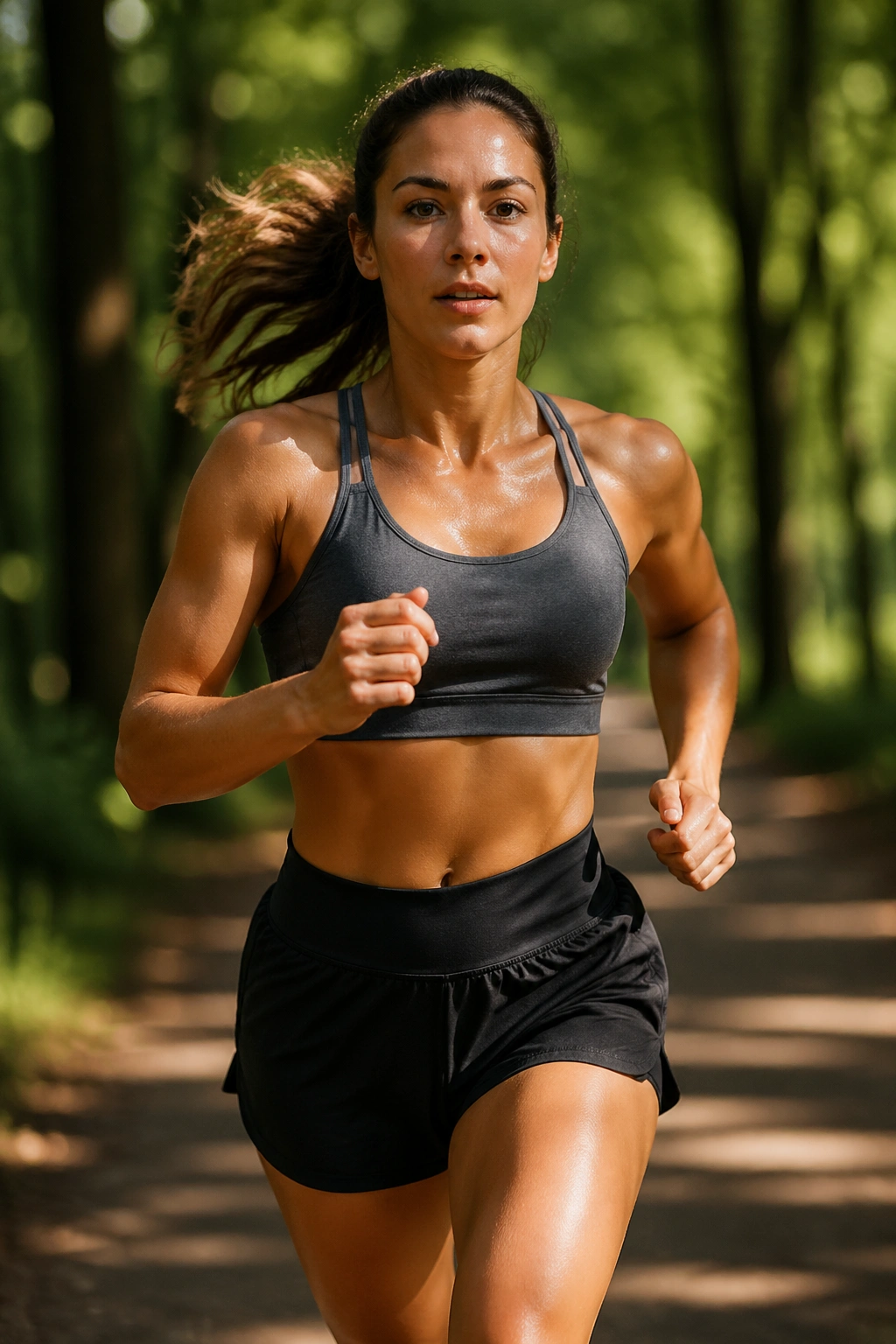 Runner on a park trail during fartlek interval run