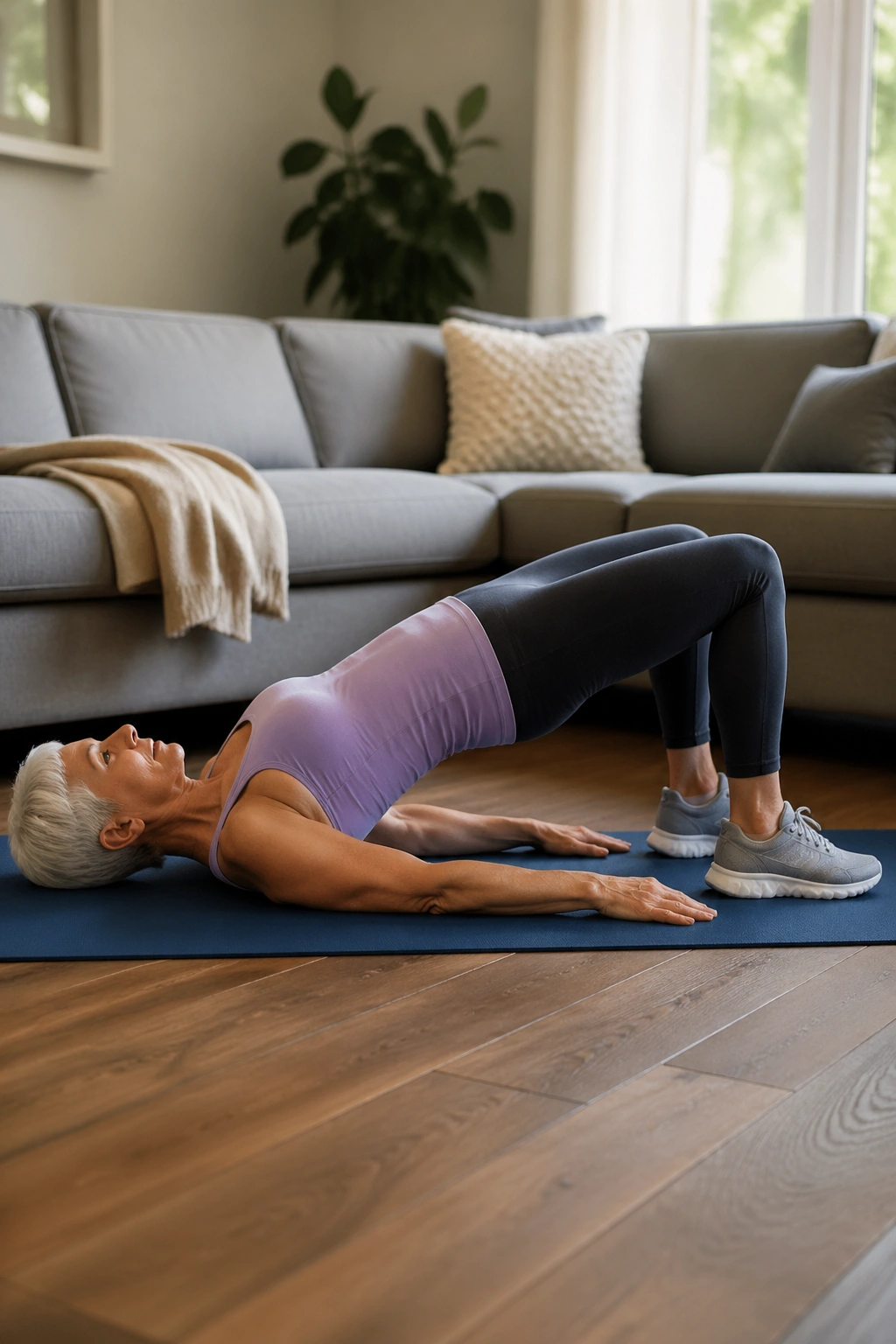 Glute bridge exercise highlighting glute activation