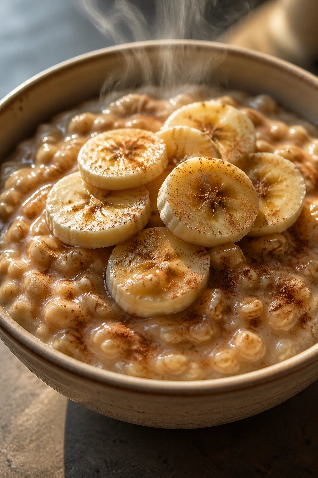 Oatmeal with banana and cinnamon, gluten-free pre-workout meal.
