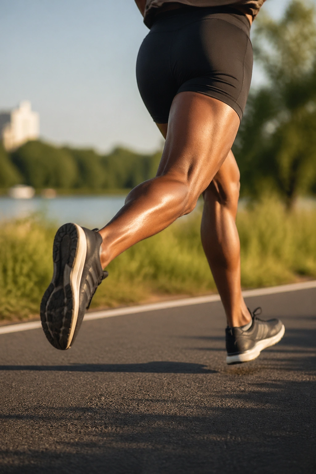 Lower body running motion focusing on glutes and legs