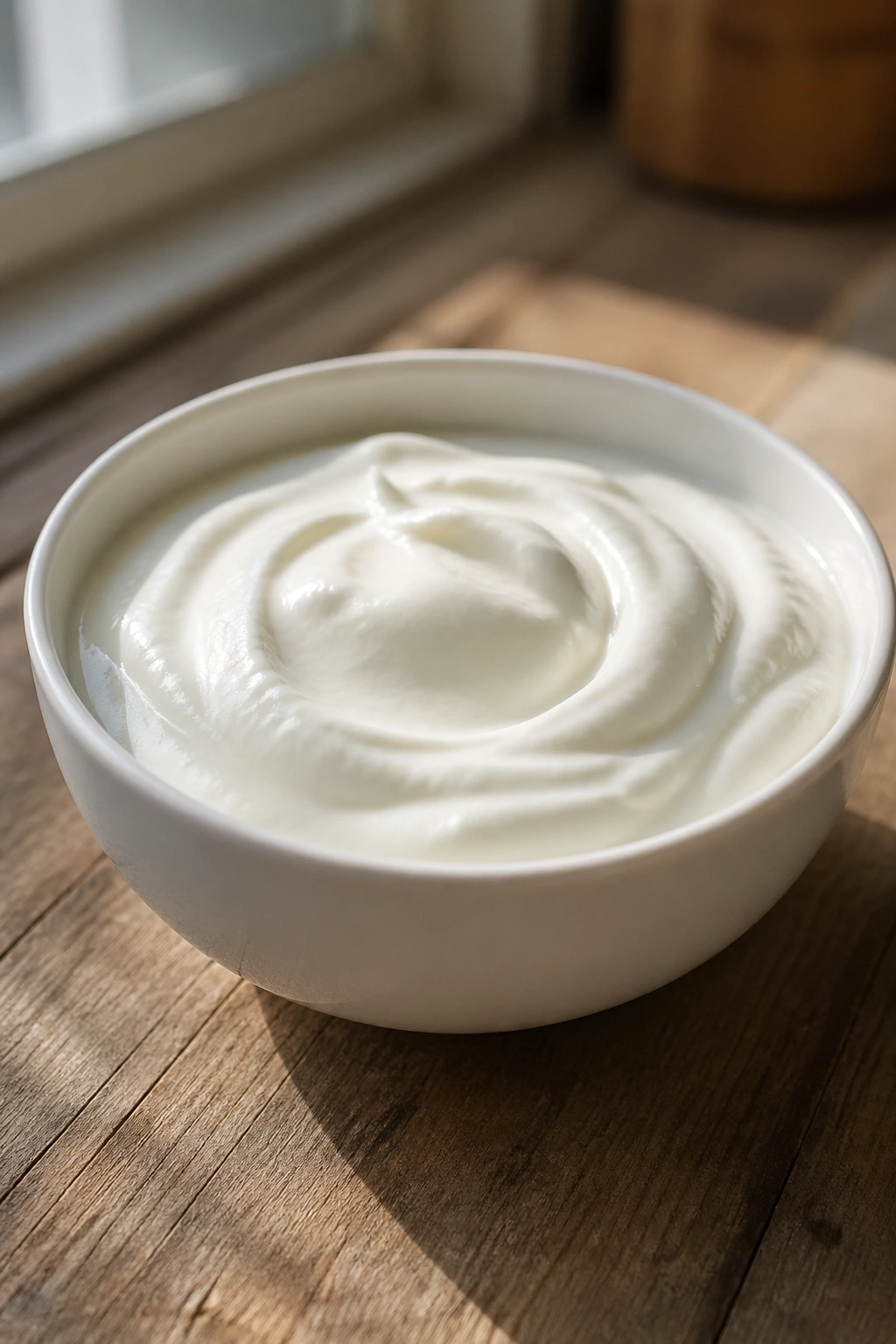 Close-up of plain Greek yogurt in a bowl for post-workout protein