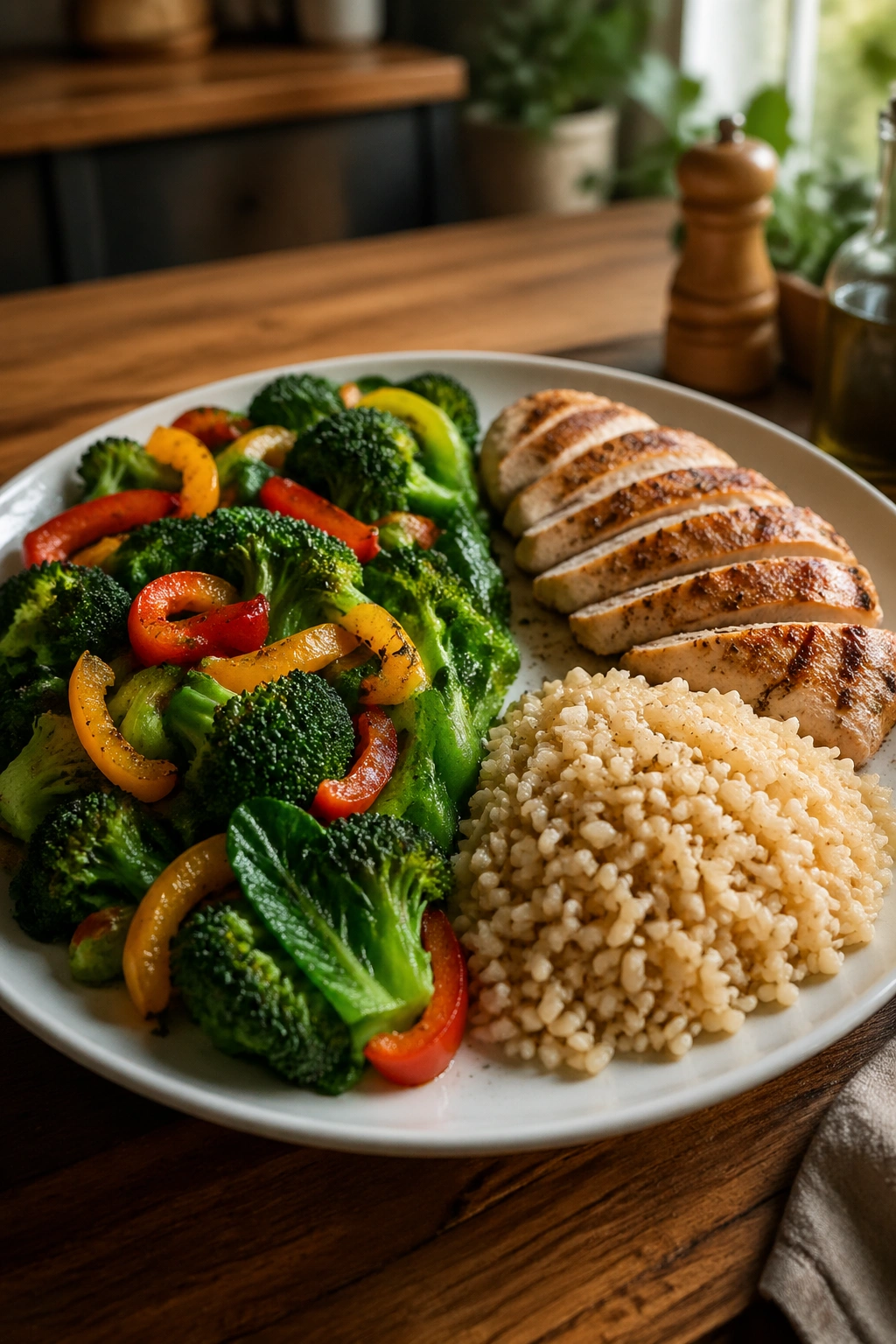 Plate showing half-vegetables rule with bright vegetables dominating
