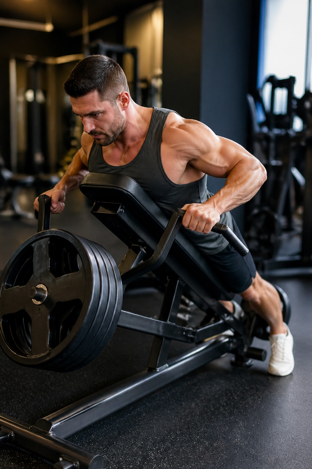 Person performing chest-supported row with heavy weight