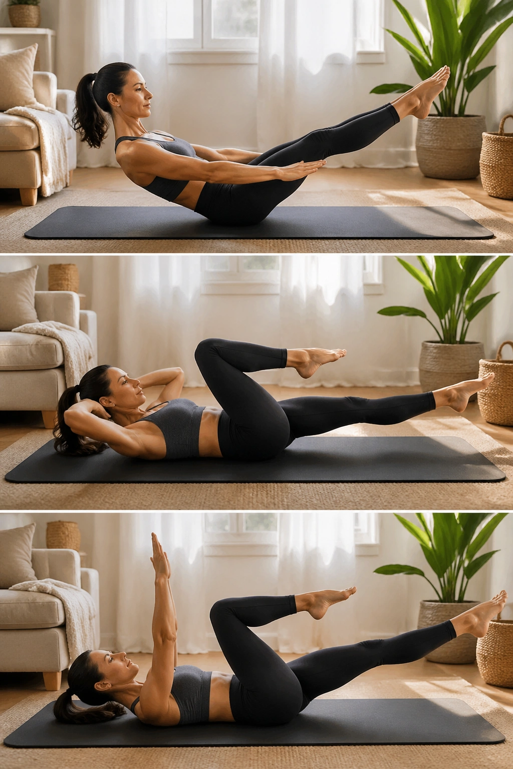 Person on mat performing core circuit exercises