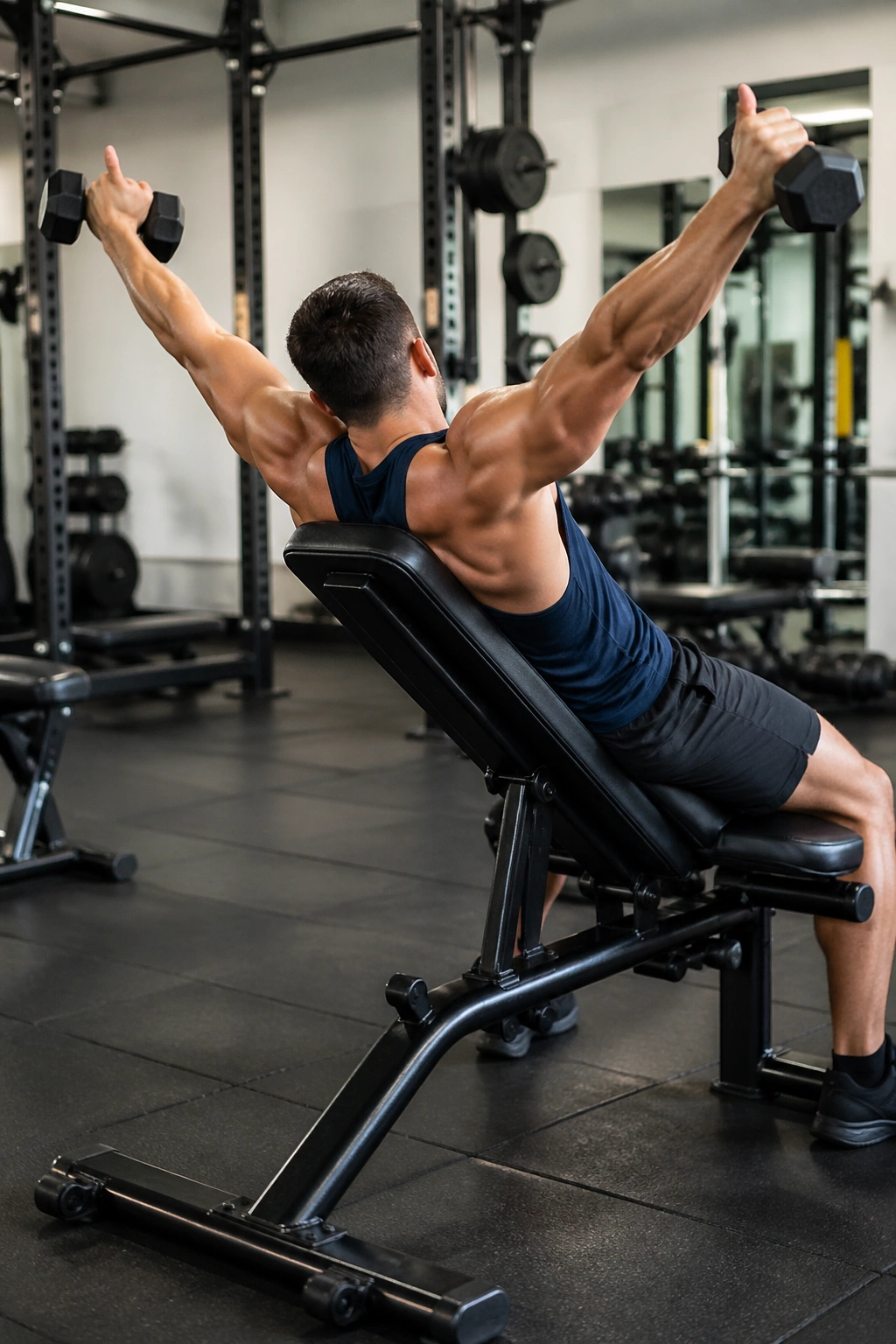 Incline Y-raise on incline bench targeting lower traps