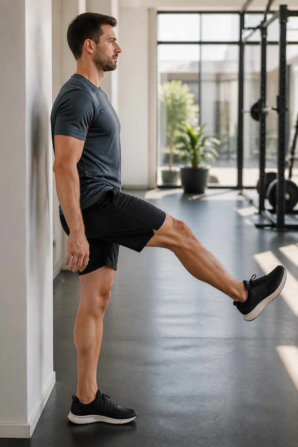 Leg swing front to back exercise mid-swing