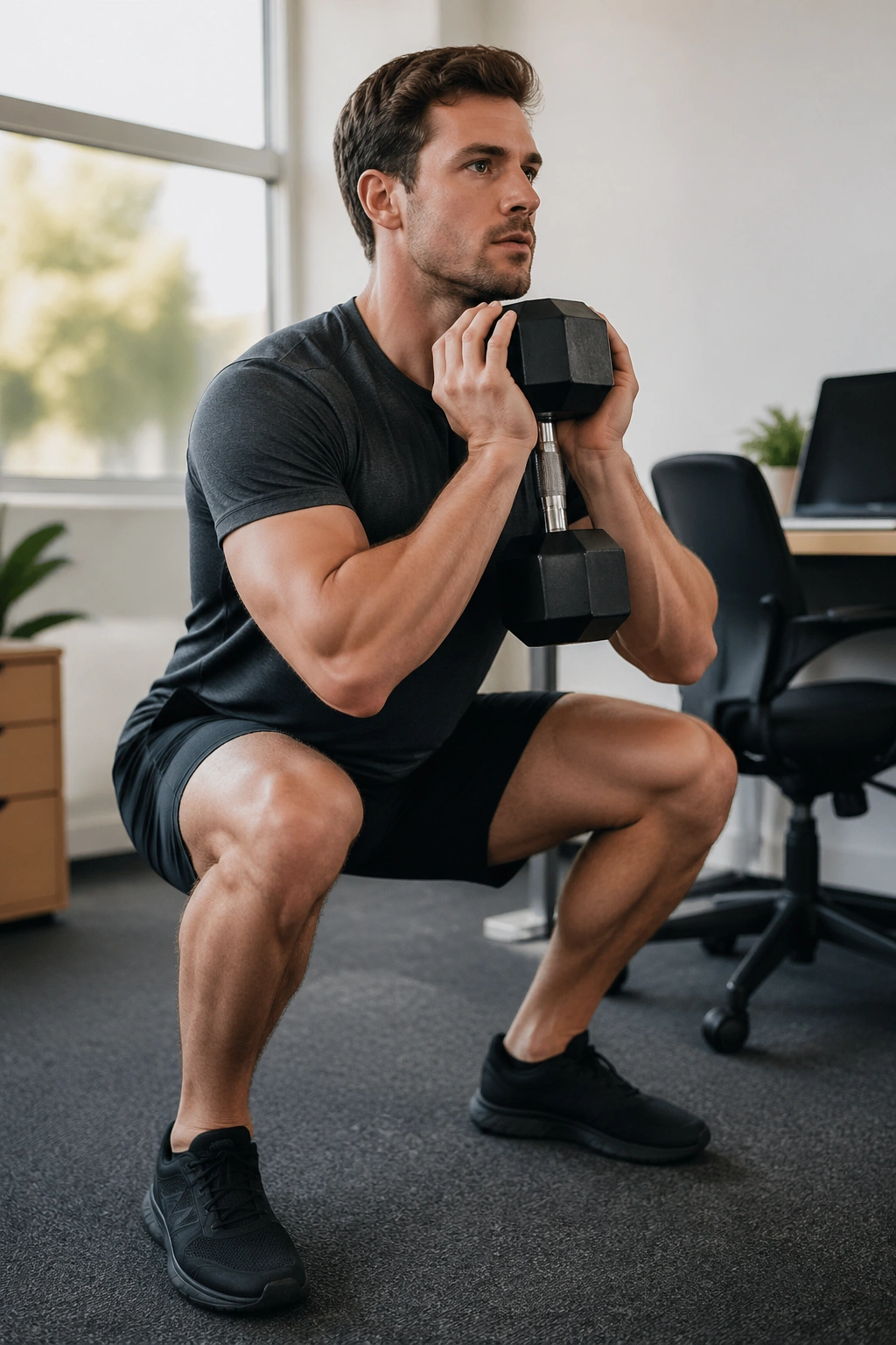 Person performing a quick circuit during lunch break