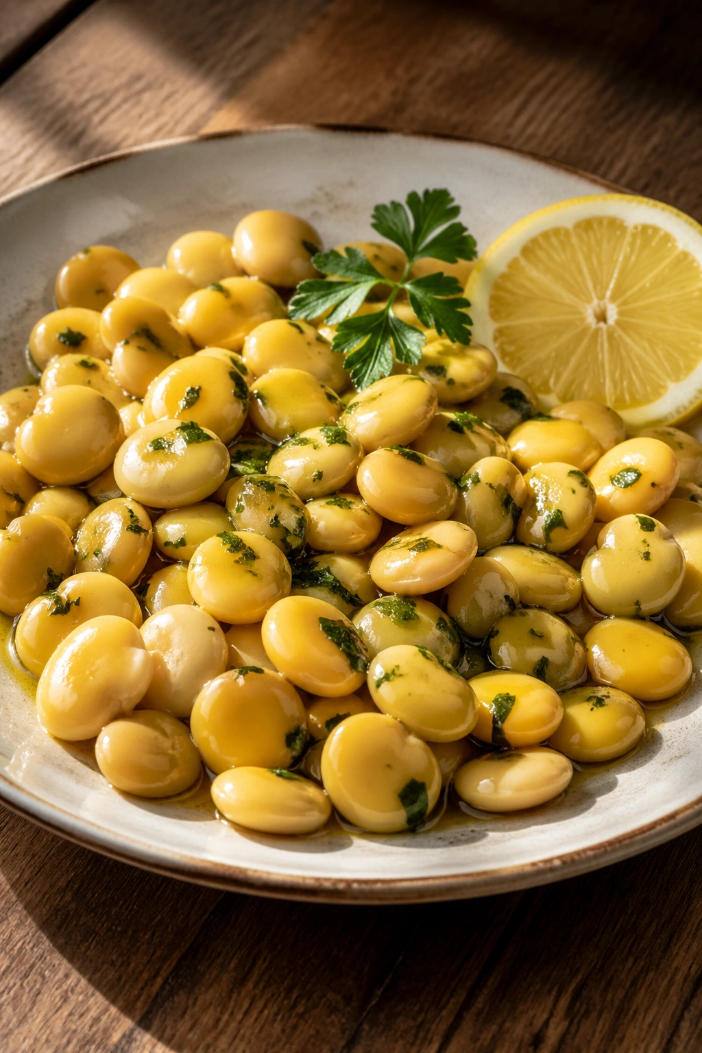 Lupini beans marinated with lemon and herbs