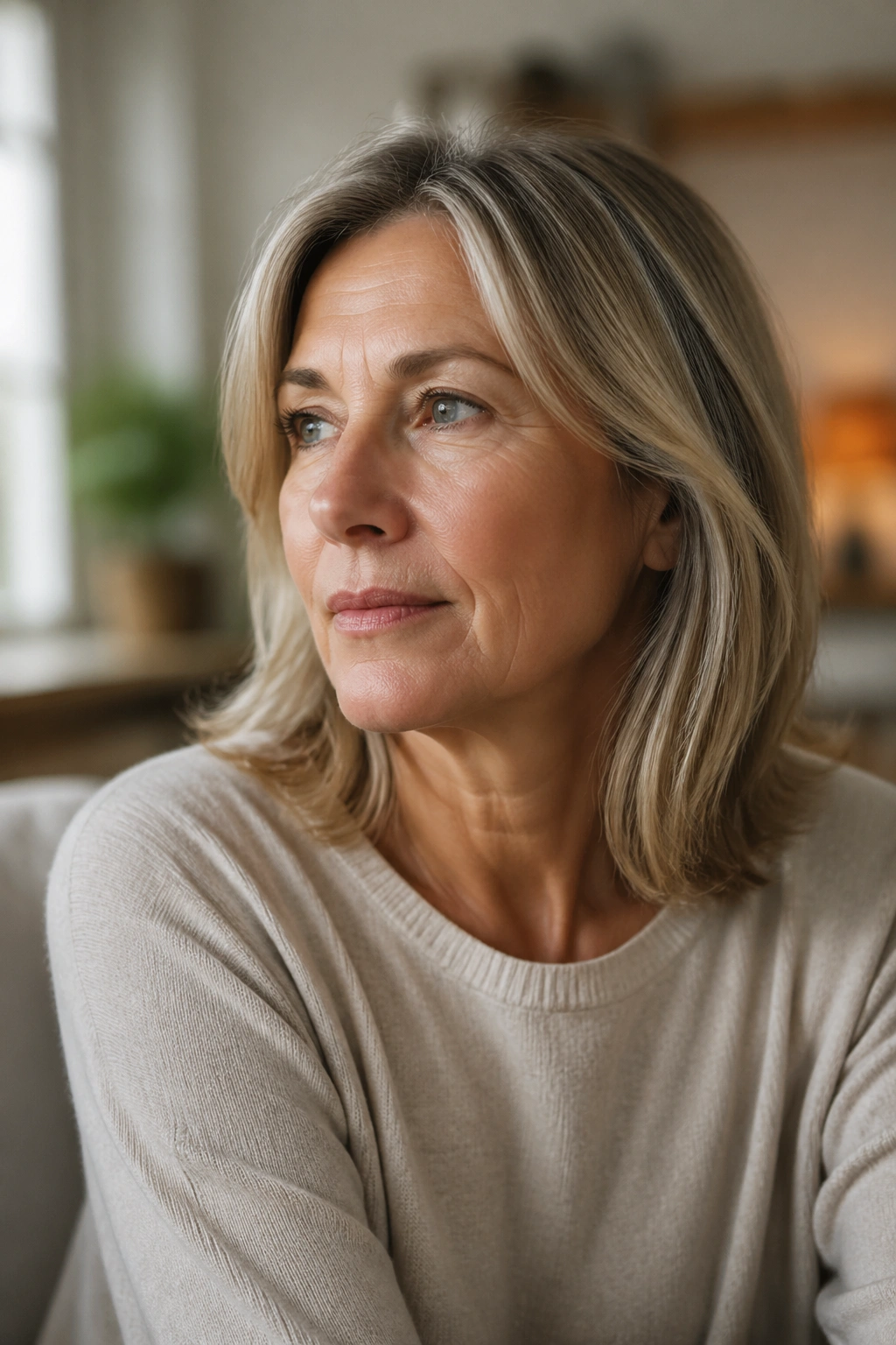 Portrait of a middle-aged woman reflecting menopause and hormonal changes