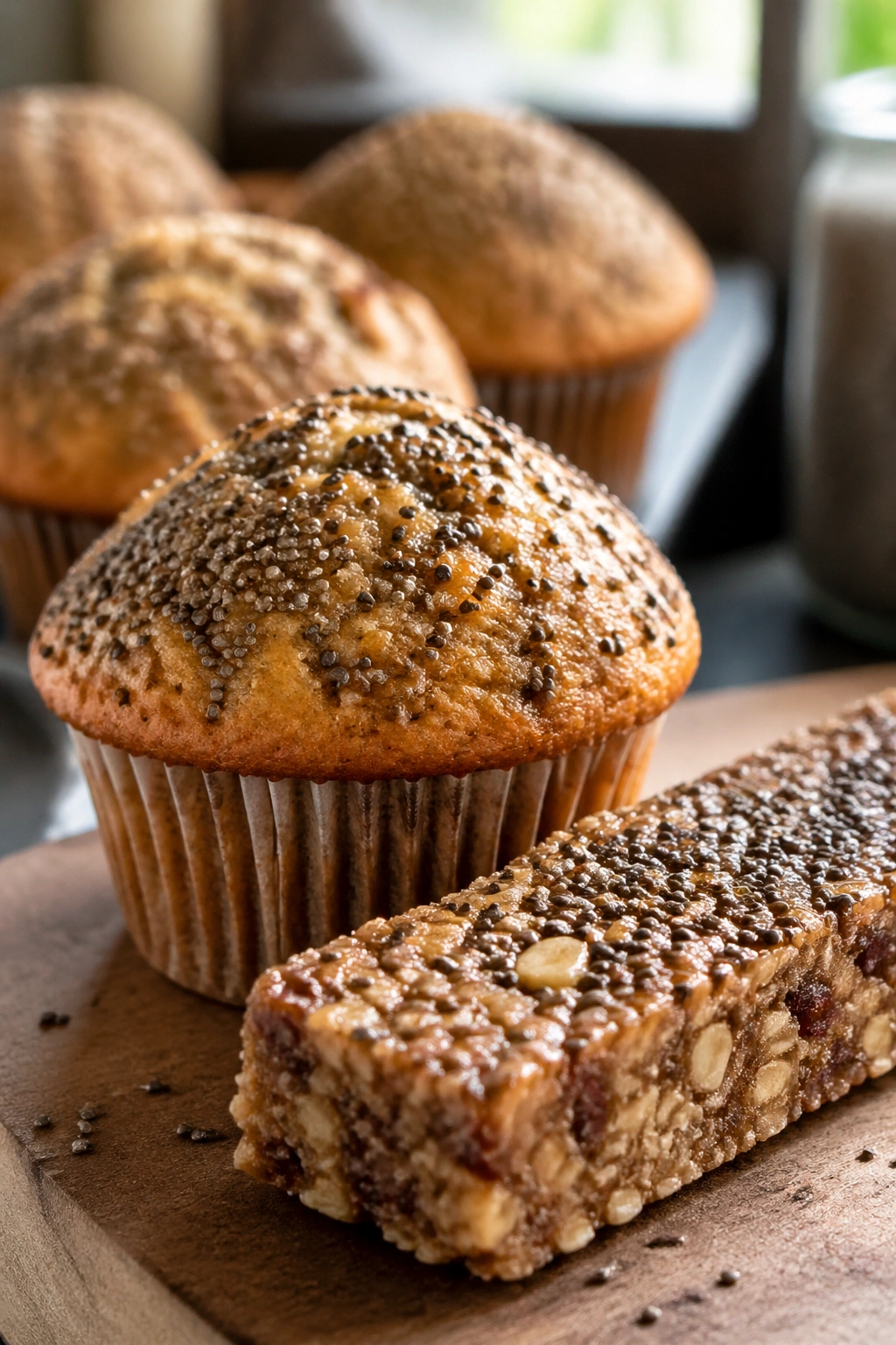 Muffin with chia seeds on top