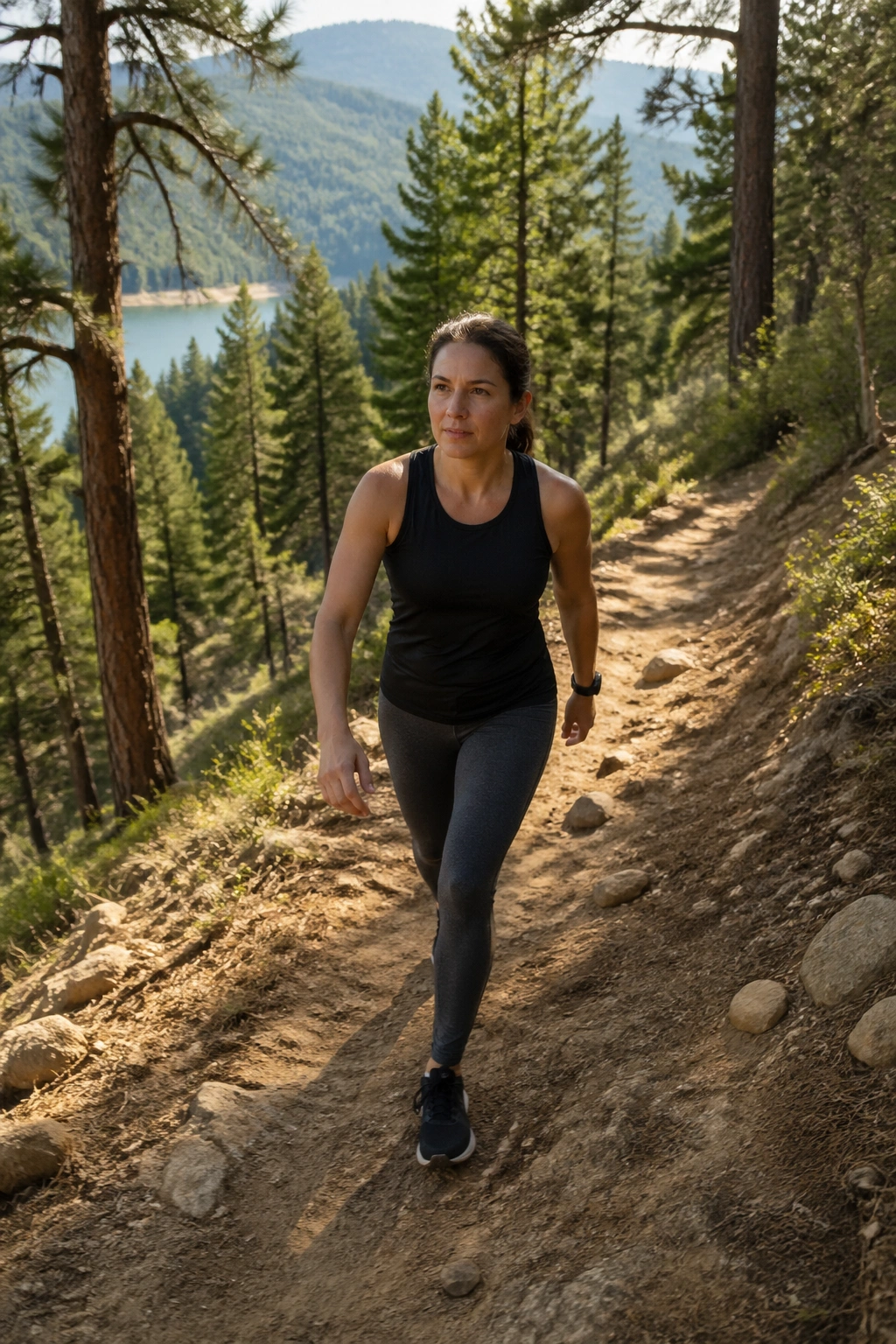 Person performing hill repeats outdoors on a trail