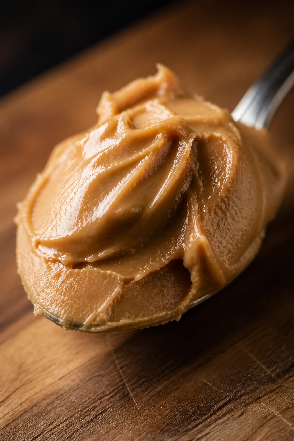 Close-up of an oversized peanut butter scoop illustrating fat-heavy snack mistake