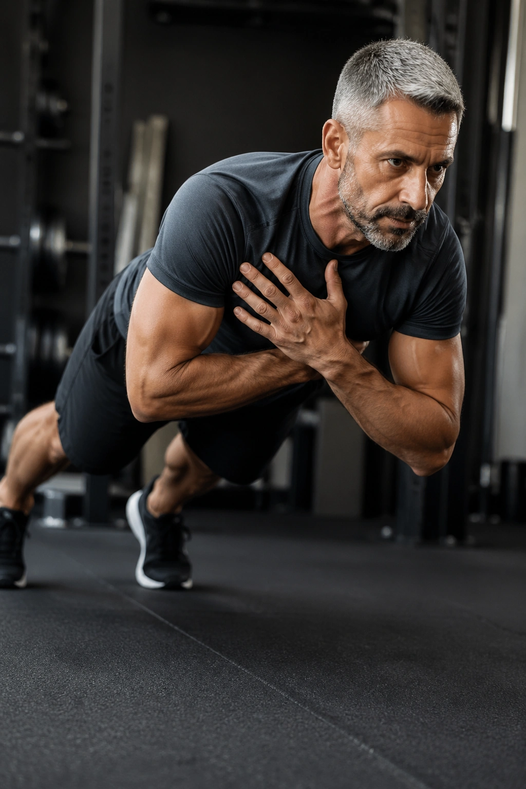 Person in a high plank performing shoulder taps with stable hips