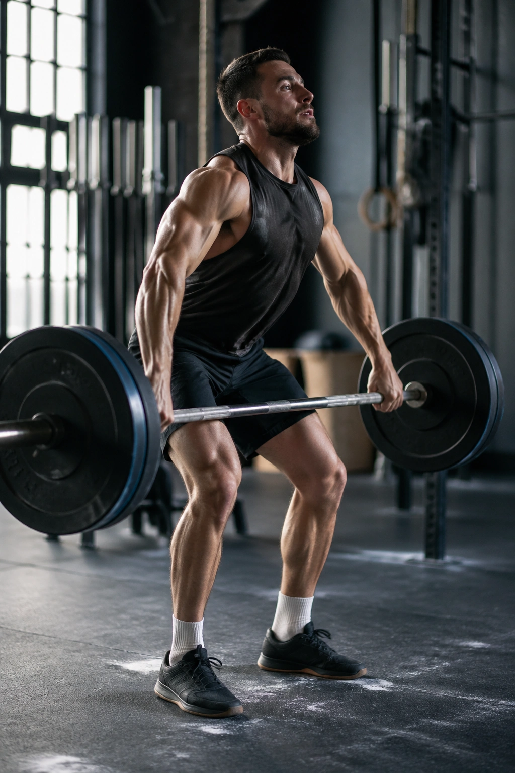 Athlete performing power clean in gym for Olympic-Lift Primer