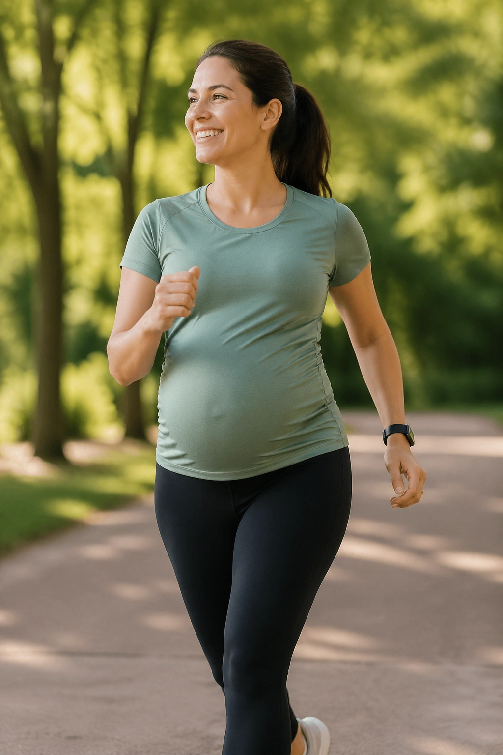 Person performing talk-test cardio walking in a park