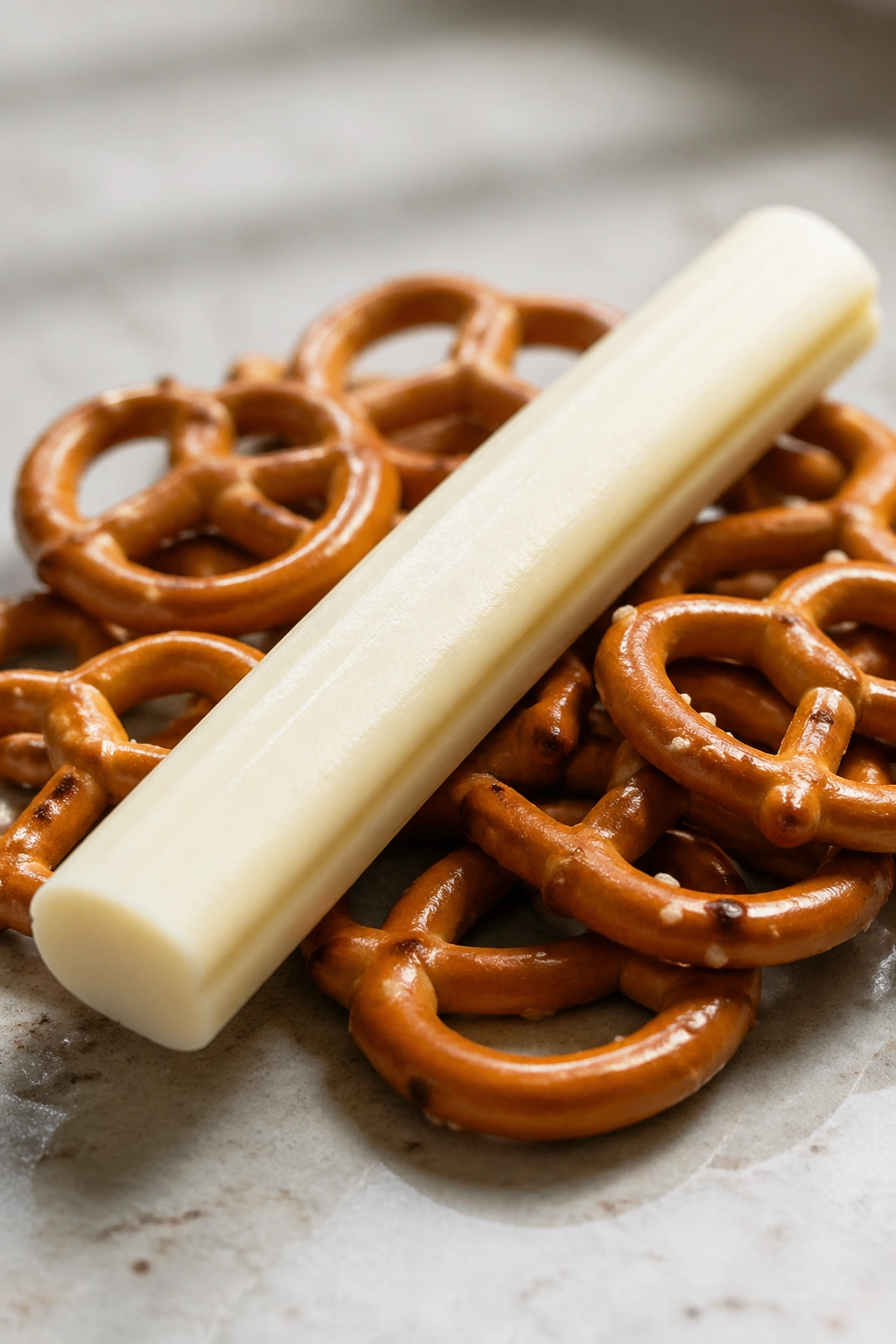 Pretzels with a string cheese snack