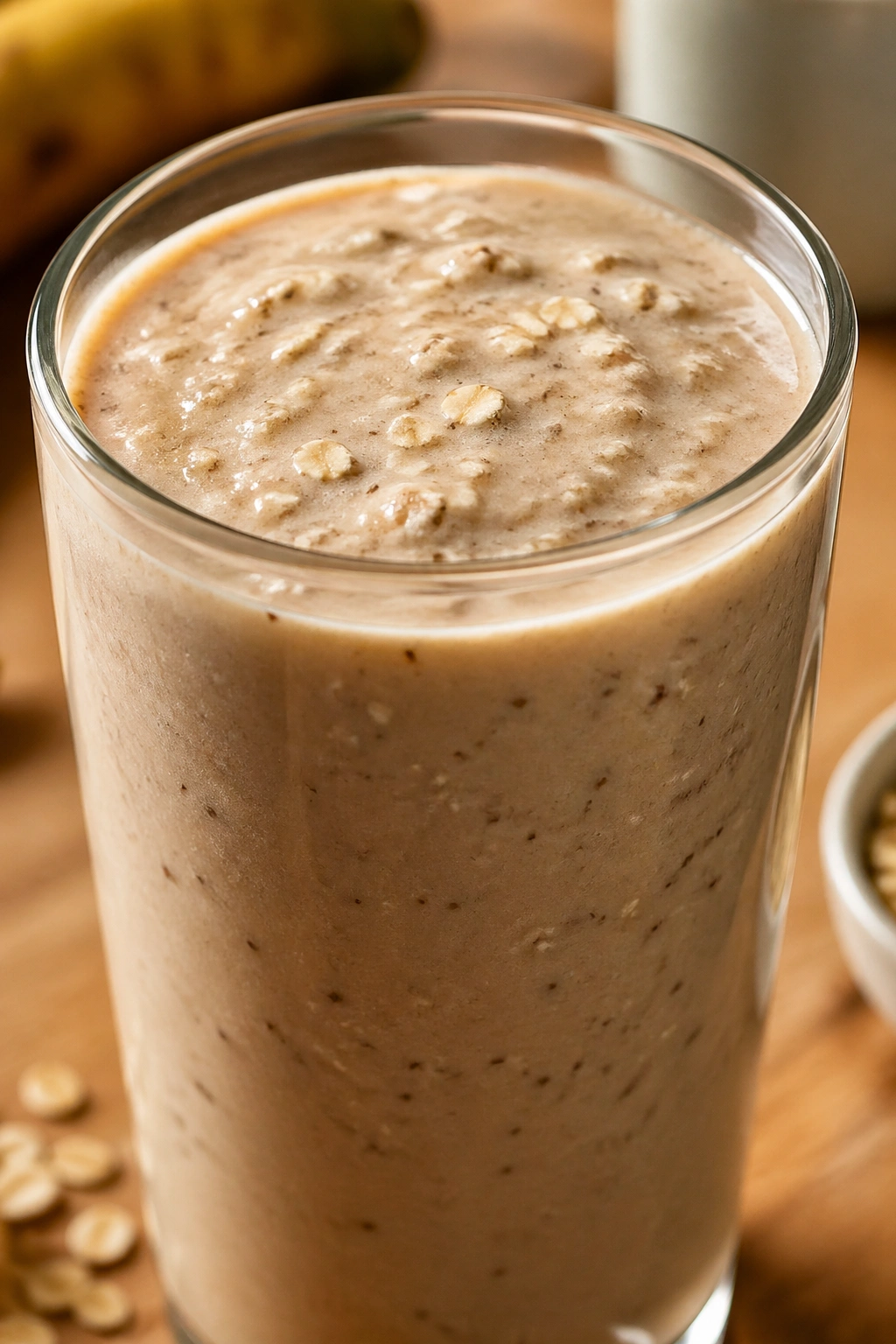 Close-up of a pre-workout smoothie highlighting carbs protein and fluids