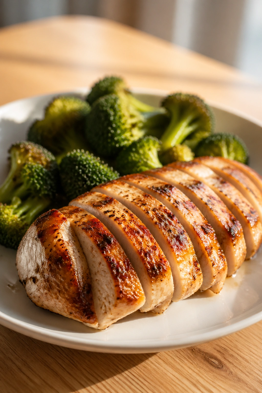 Close-up of protein-forward keto plate featuring a large grilled chicken portion.