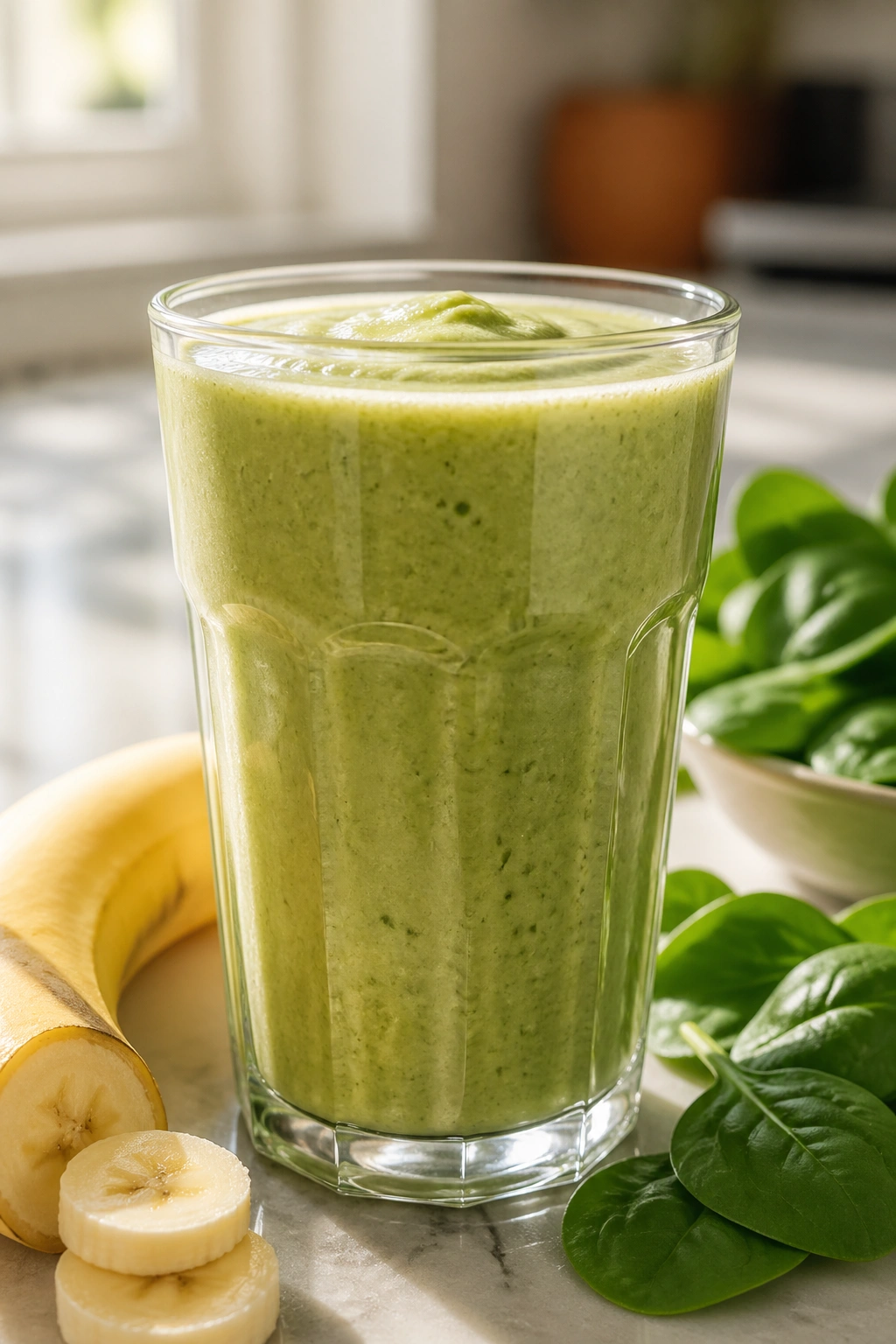 Protein smoothie with banana and spinach