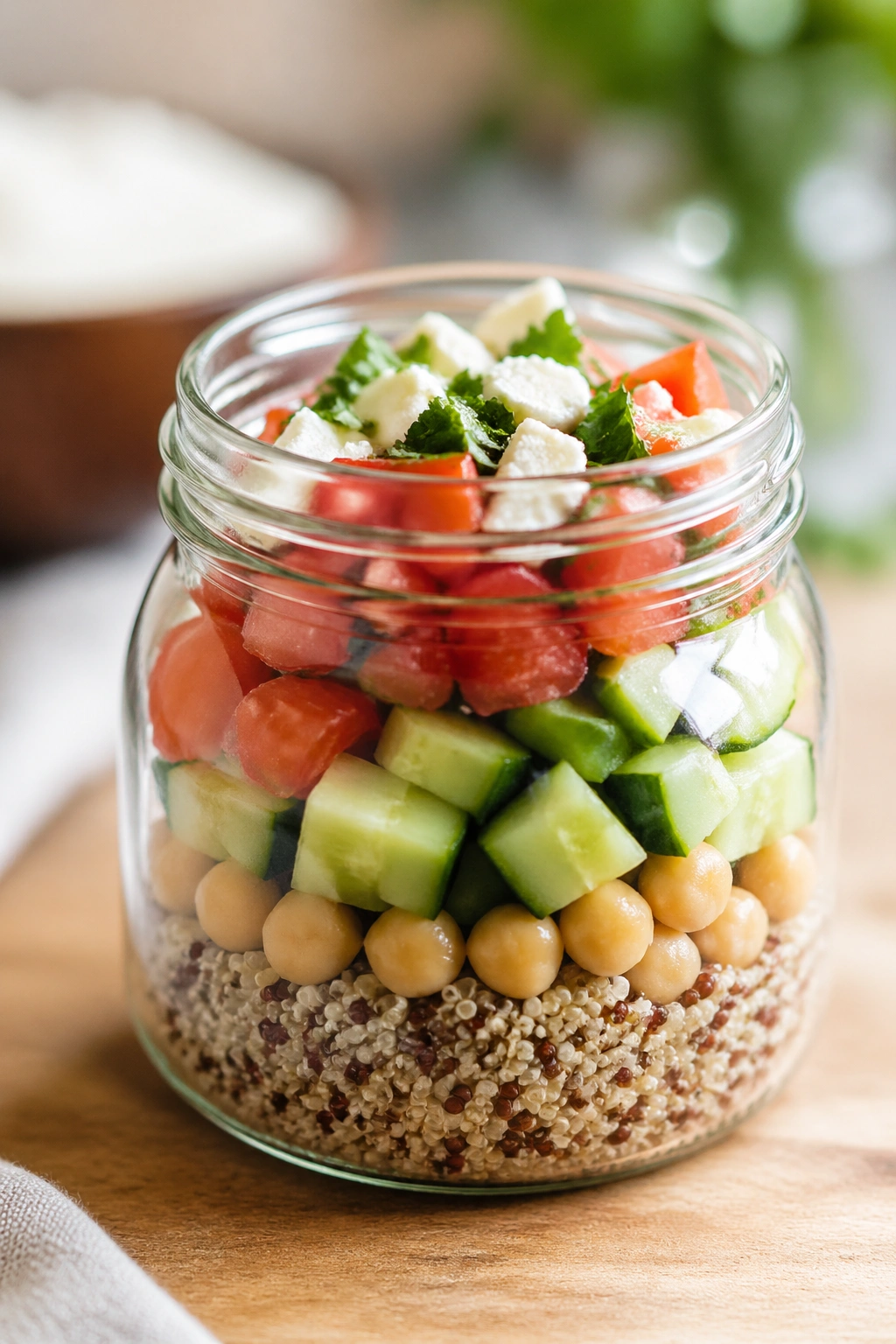 Jar salad with quinoa and chickpeas