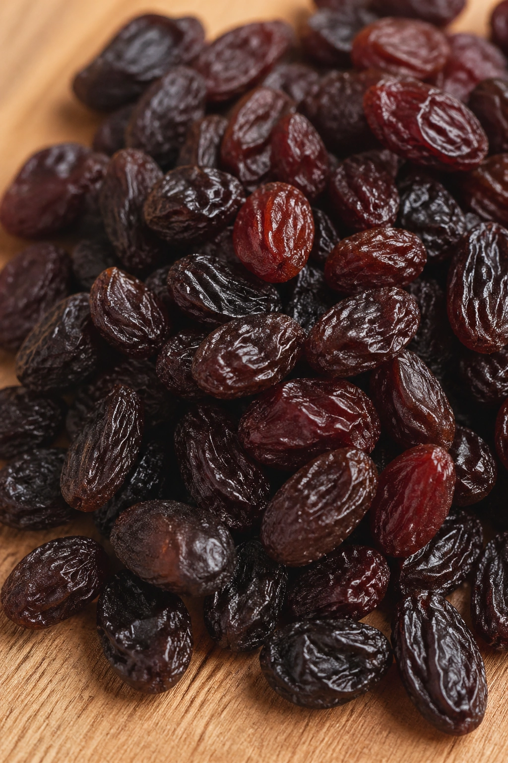 Close-up of a small heap of raisins