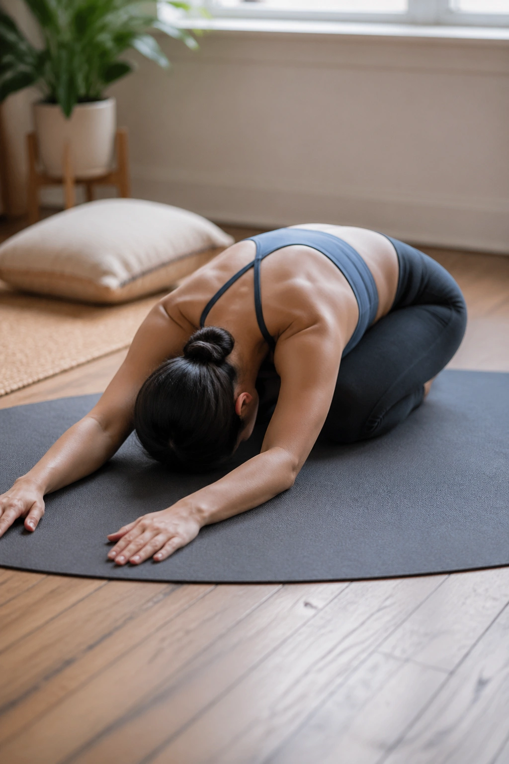 Person in Rest Position on a yoga mat