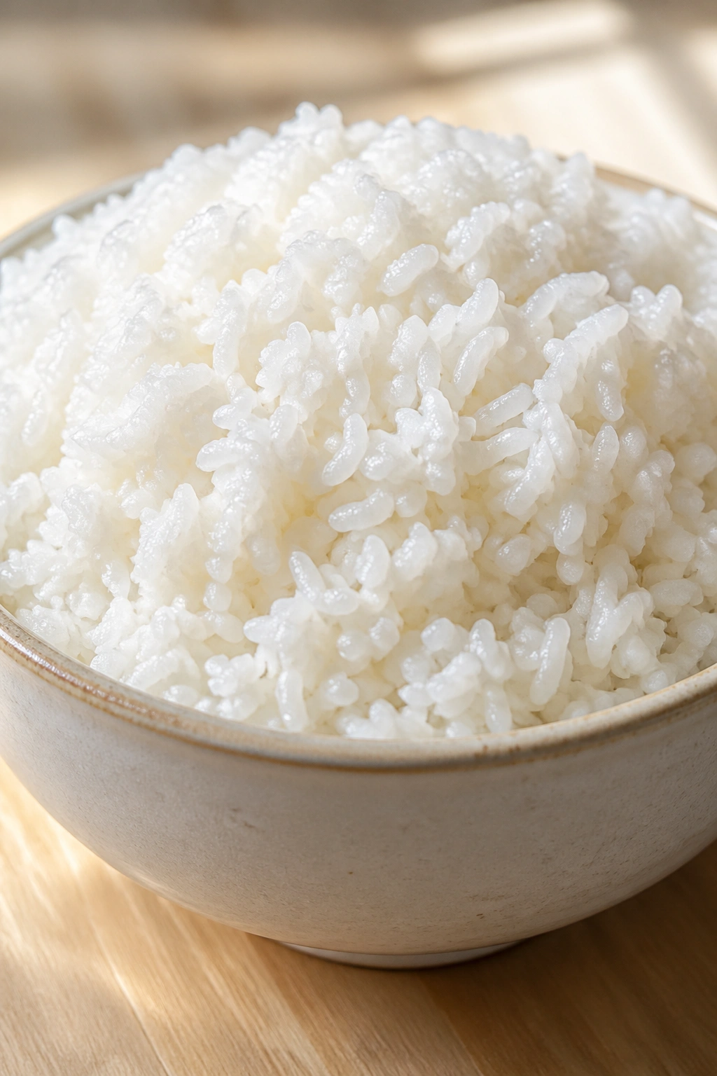 Fluffy white rice in a bowl; post-workout carb base