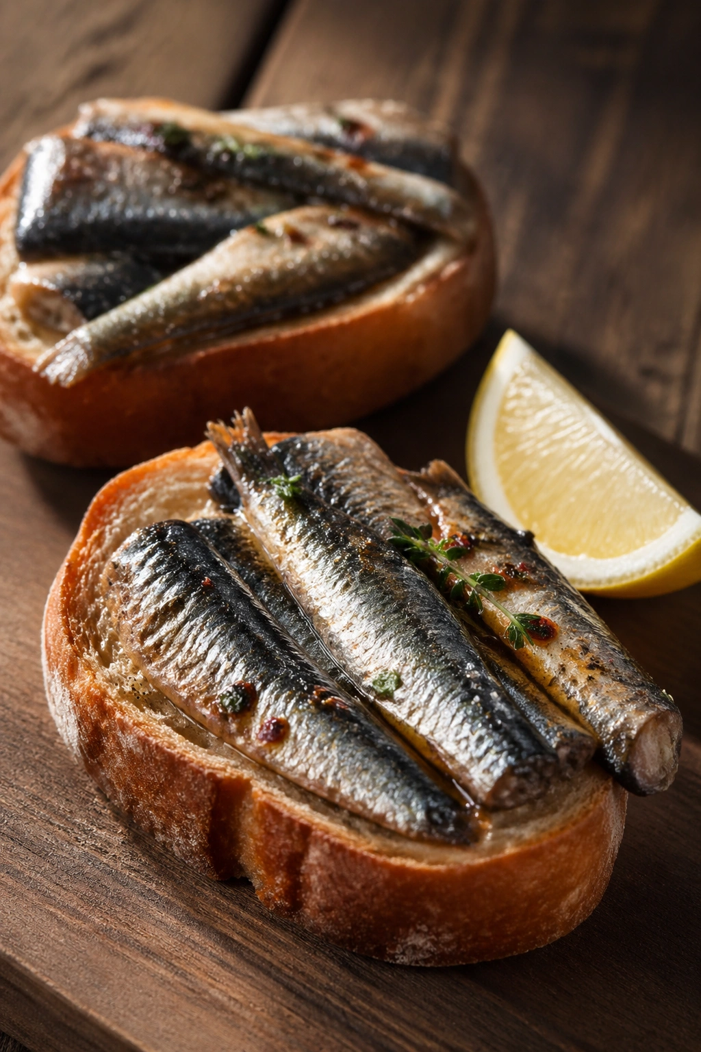 Sardines on toast with lemon