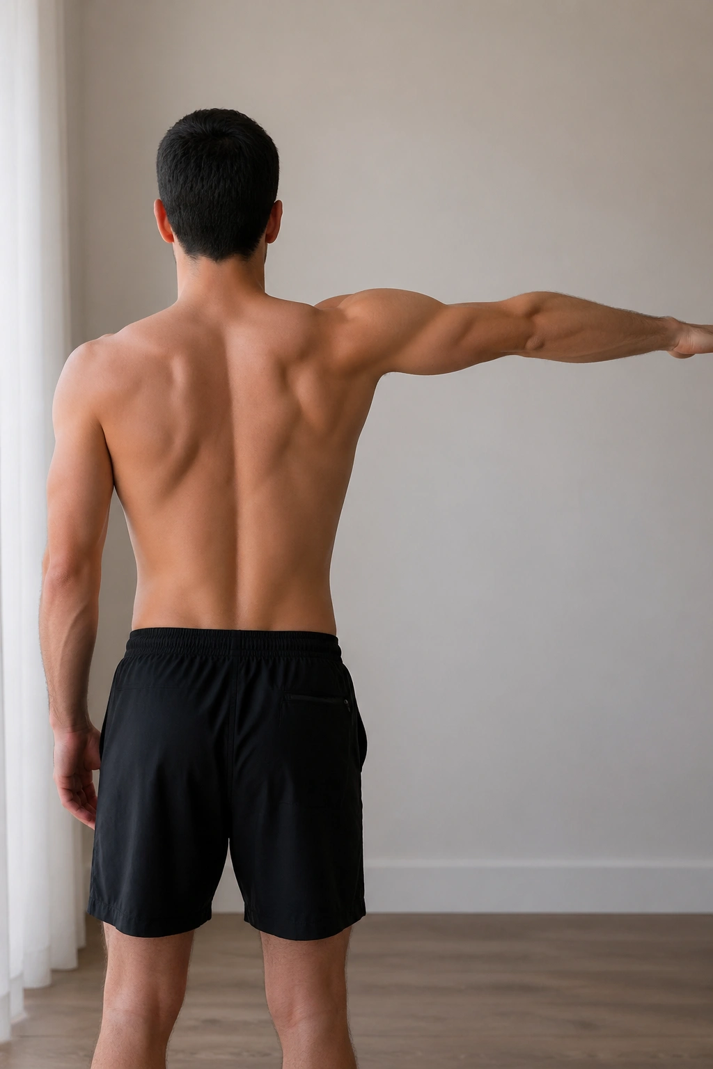 Real person performing scapular CARs to control shoulder blade movement