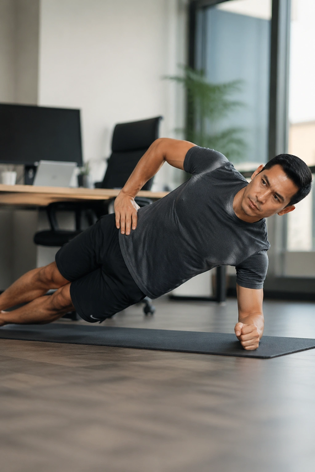 Person in side plank demonstrating oblique engagement