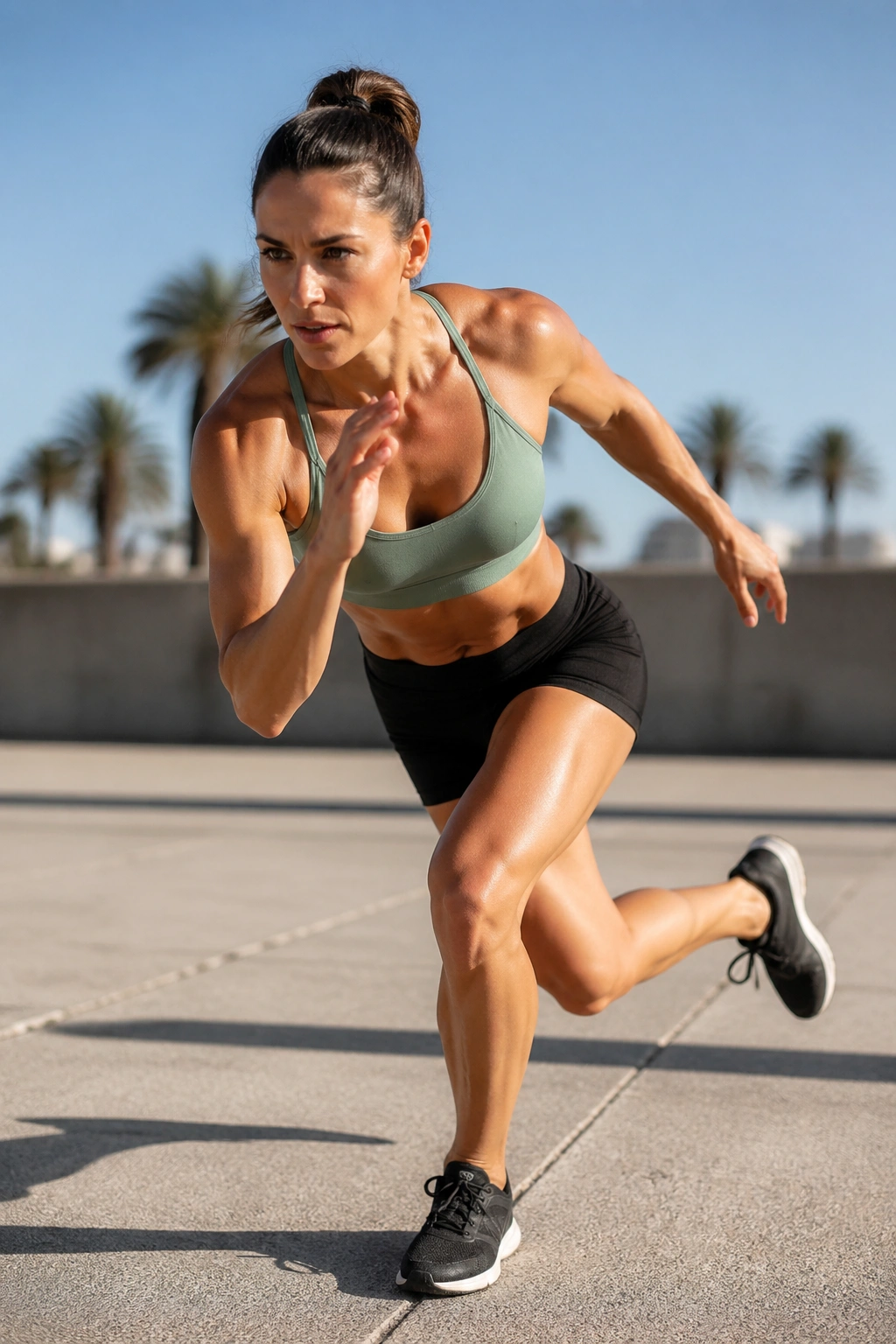 Skater hops captured mid-movement for cardio and oblique work.