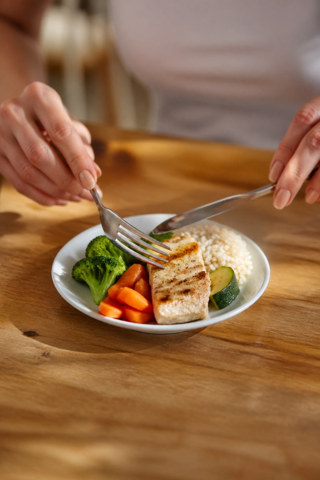 Small plate with a measured portion highlighting portion control